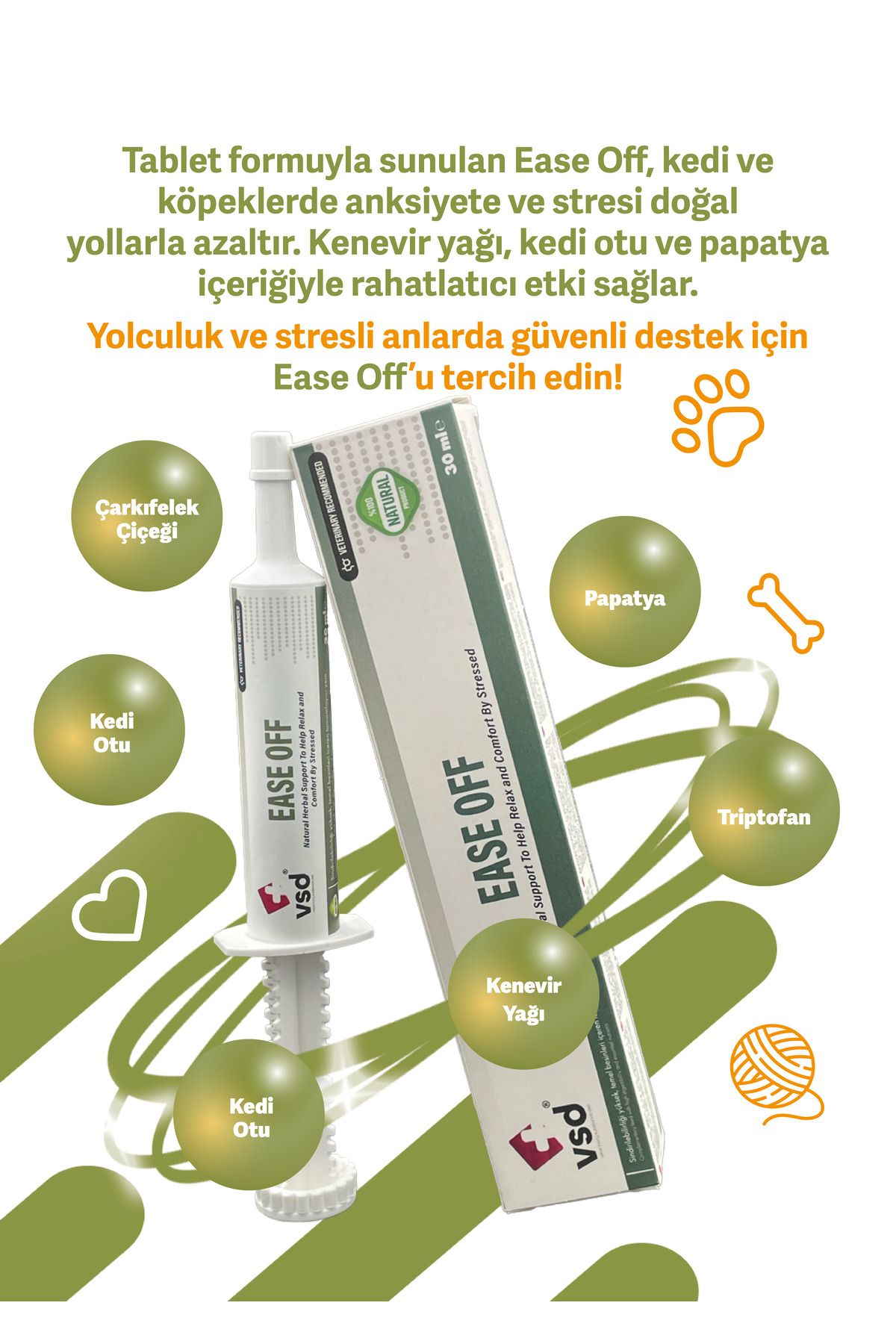 vsd EASE OFF 30ml Malt Köpekler için Yolculuk Stresi Azaltma Desteği
