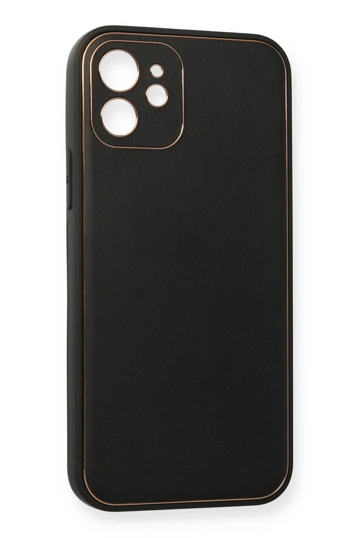 NewFace iPhone 12 Mini Kılıf Coco Deri Silikon Kapak - Siyah NRMSA