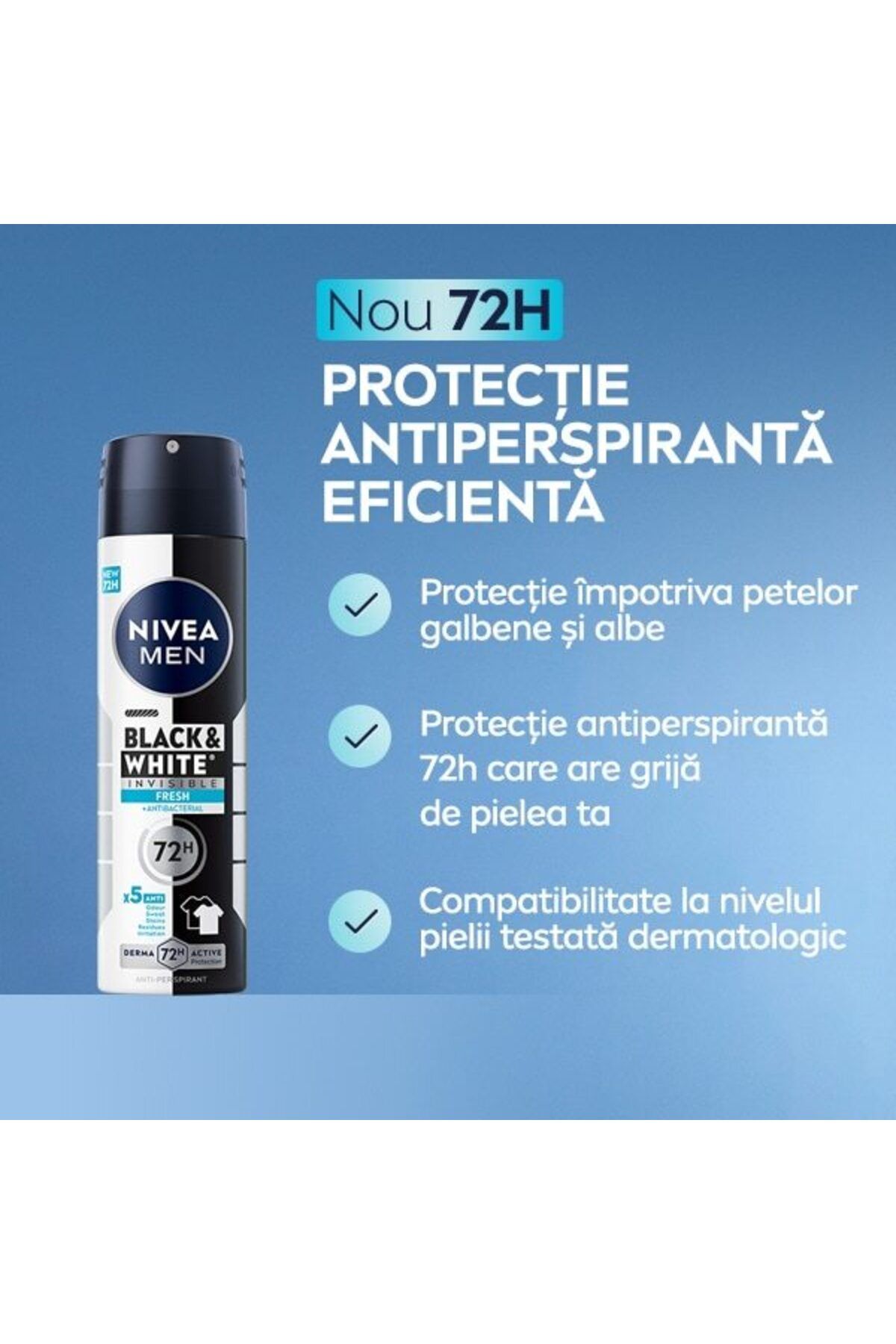 NIVEA-Deodorant spray Nivea Men Invisible for Black & White Fresh 5
