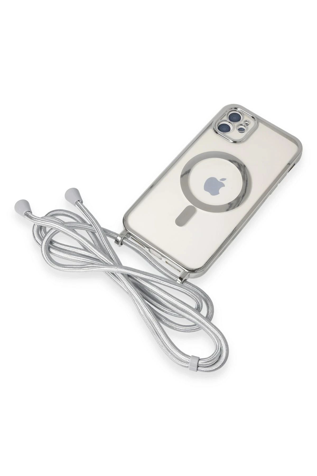 NewFace iPhone 11 Kılıf Divo Lazer Askılı Magsafe Kapak - Gümüş SVLRS