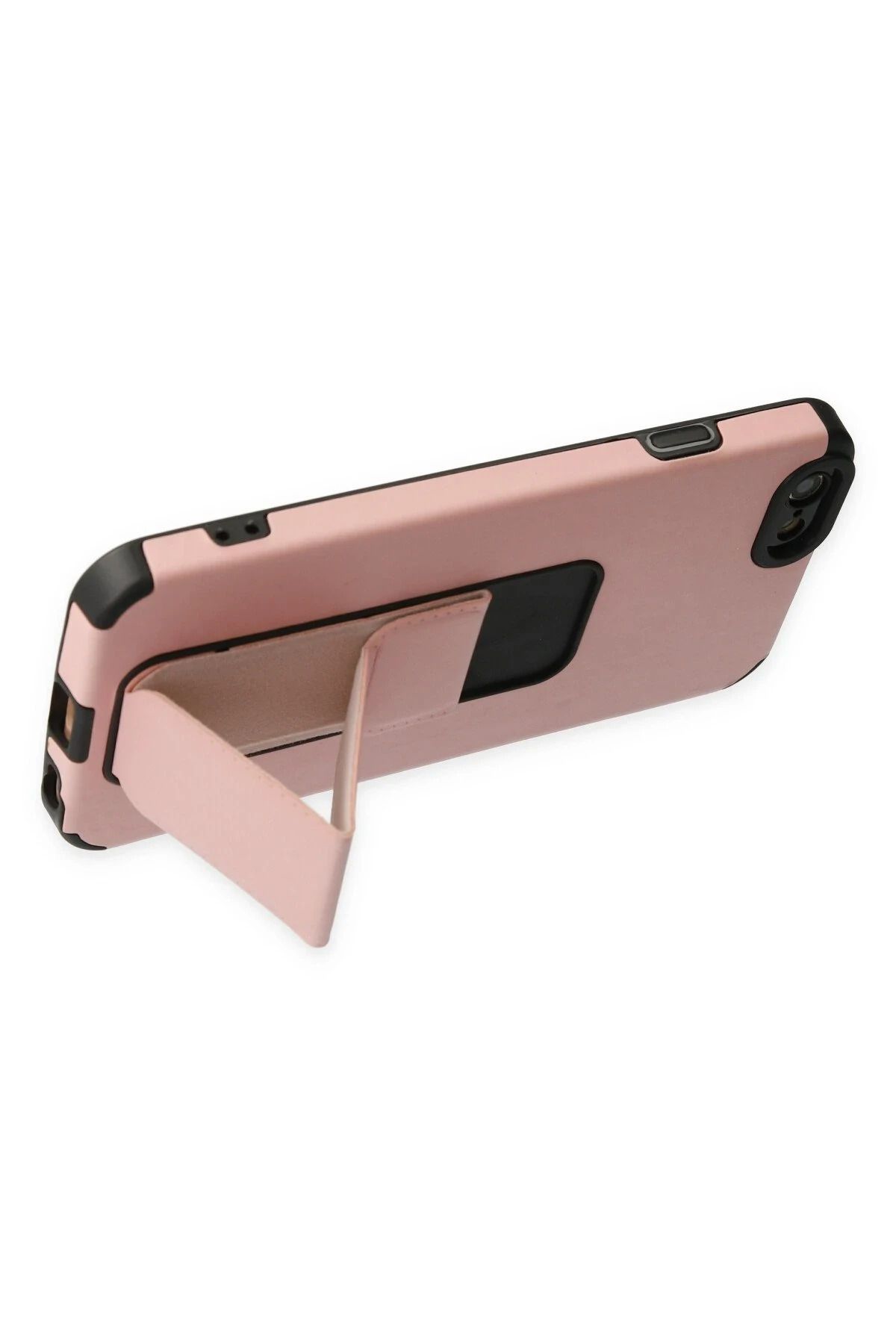 NewFace iPhone 6 Kılıf Mega Standlı Silikon - Pudra NRMSA