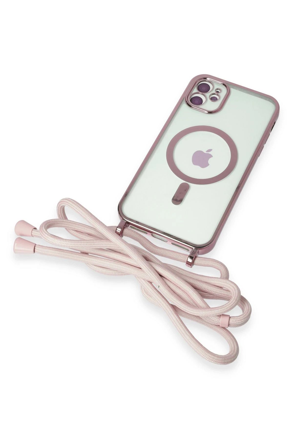 NewFace iPhone 11 Uyumlu Kılıf Divo Lazer Askılı Magsafe Kapak - Pembe SVLRS