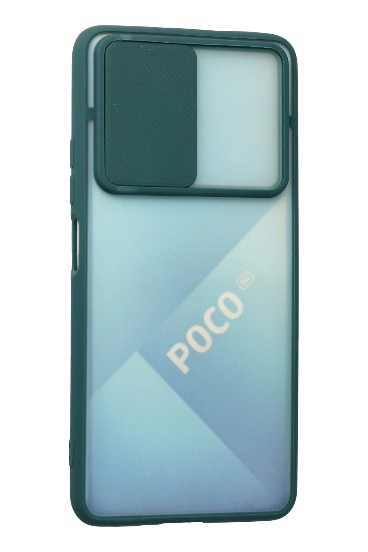 NewFace Xiaomi Poco F3 Kılıf Palm Buzlu Kamera Sürgülü Silikon - Yeşil SVLRS