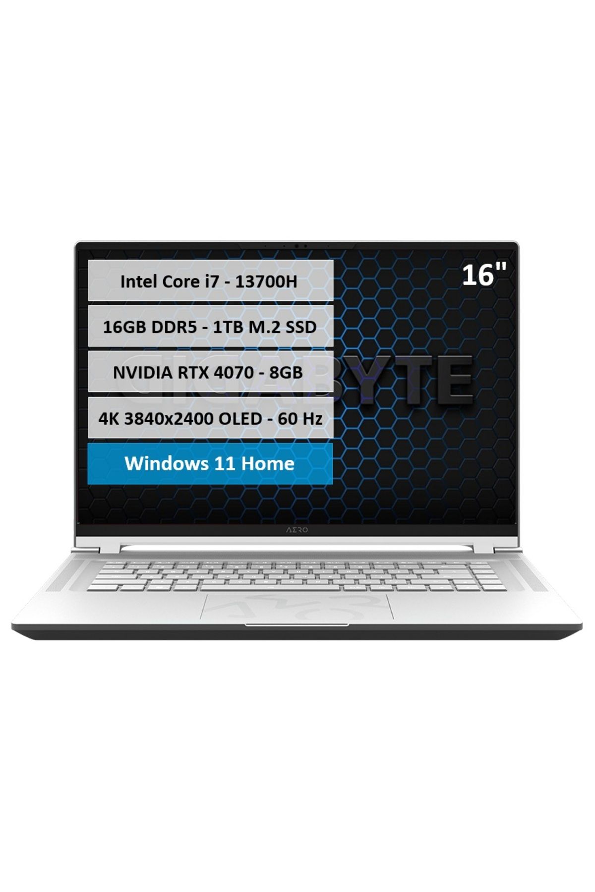 Gigabyte Aero 16 BSF i7-13700H 16GB DDR5 1TB SSD RTX4070-8GB 16'' UHD+ 60 Hz Windows 11