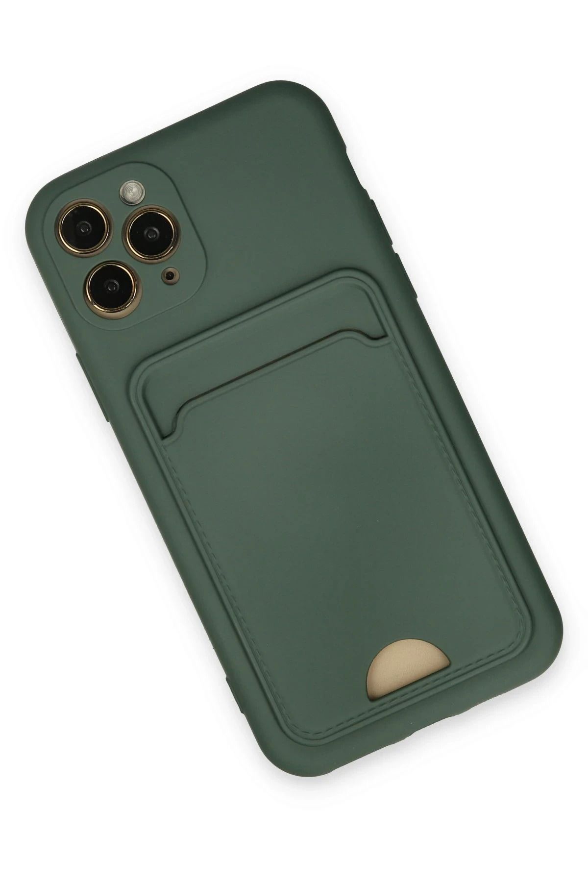 NewFace iPhone 11 Pro Kılıf Kelvin Kartvizitli Silikon - Koyu Yeşil SVLRS