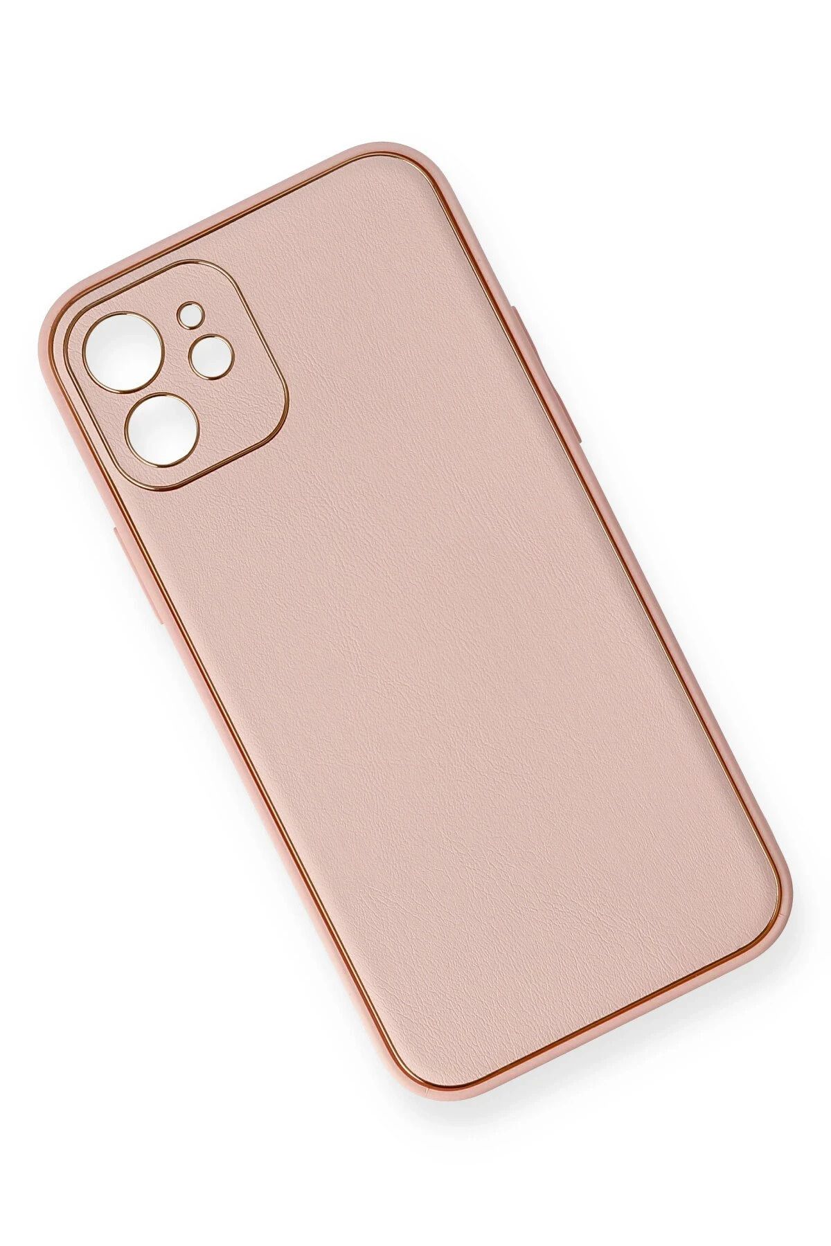 NewFace iPhone 12 Kılıf Coco Deri Silikon Kapak - Pembe NRMSA