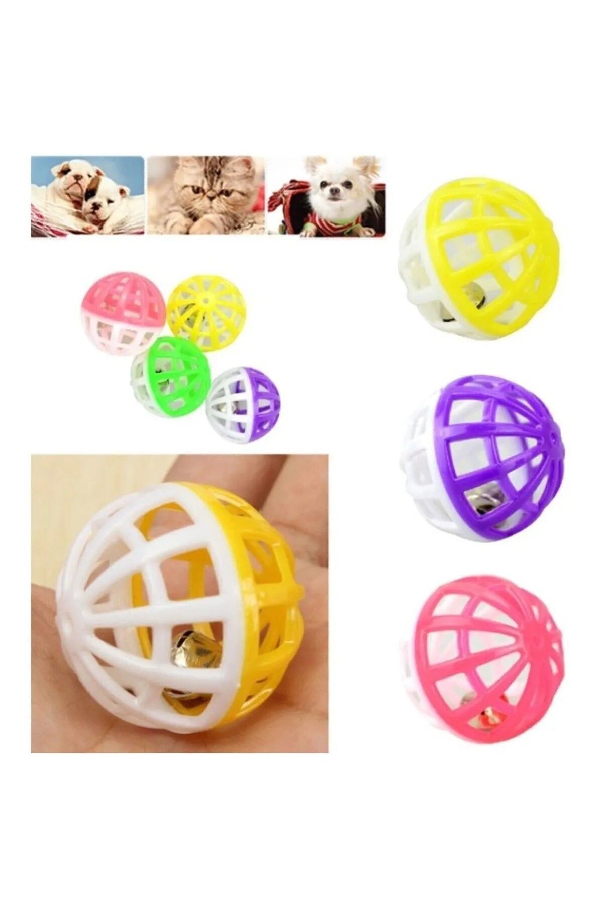 Ecosell 5 Adet Evcil Hayvan Kedi Köpek Oyun Topu Çıngıraklı 4 Cm