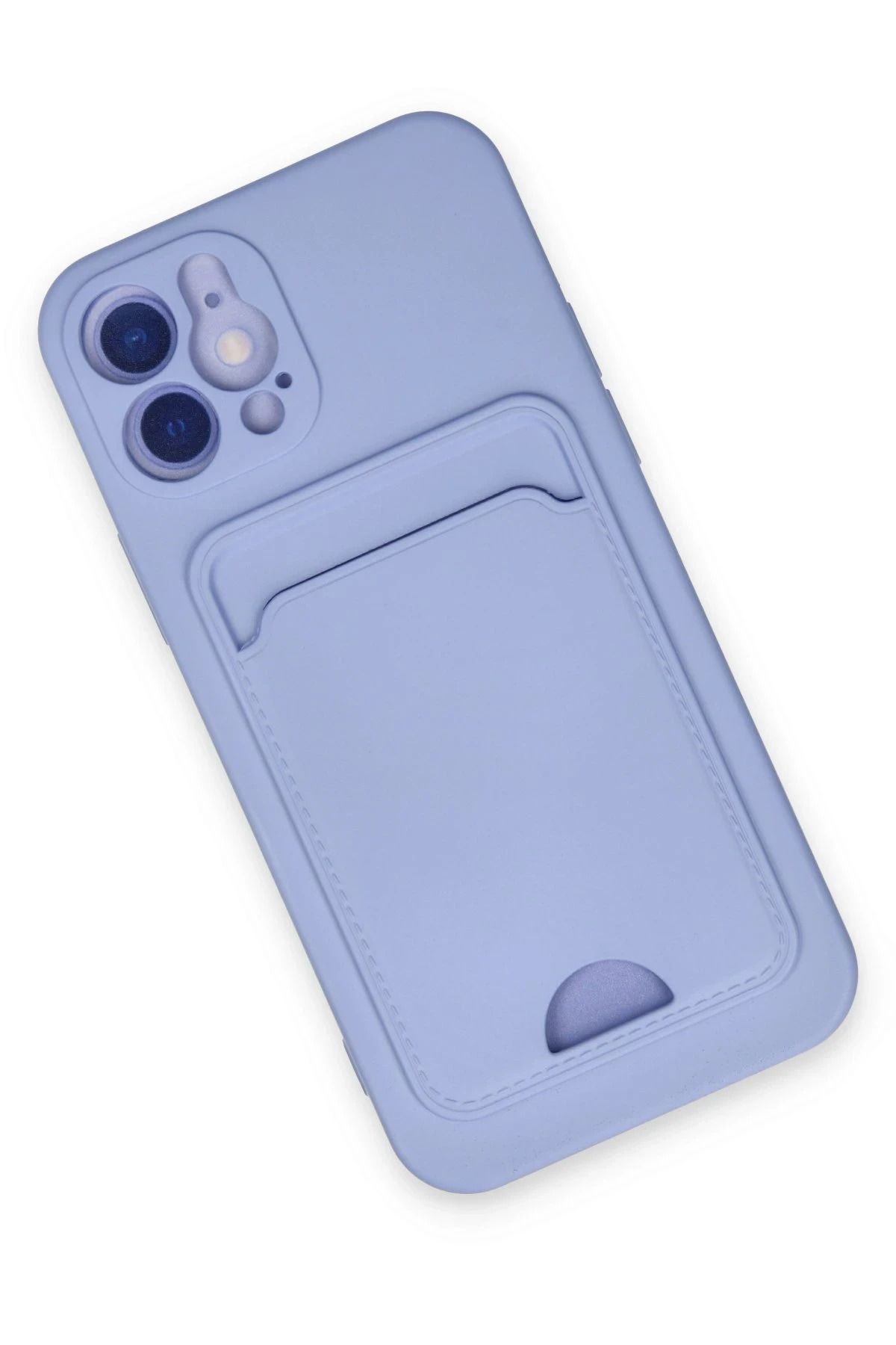 NewFace iPhone 12 Kılıf Kelvin Kartvizitli Silikon - Lila MRAYD