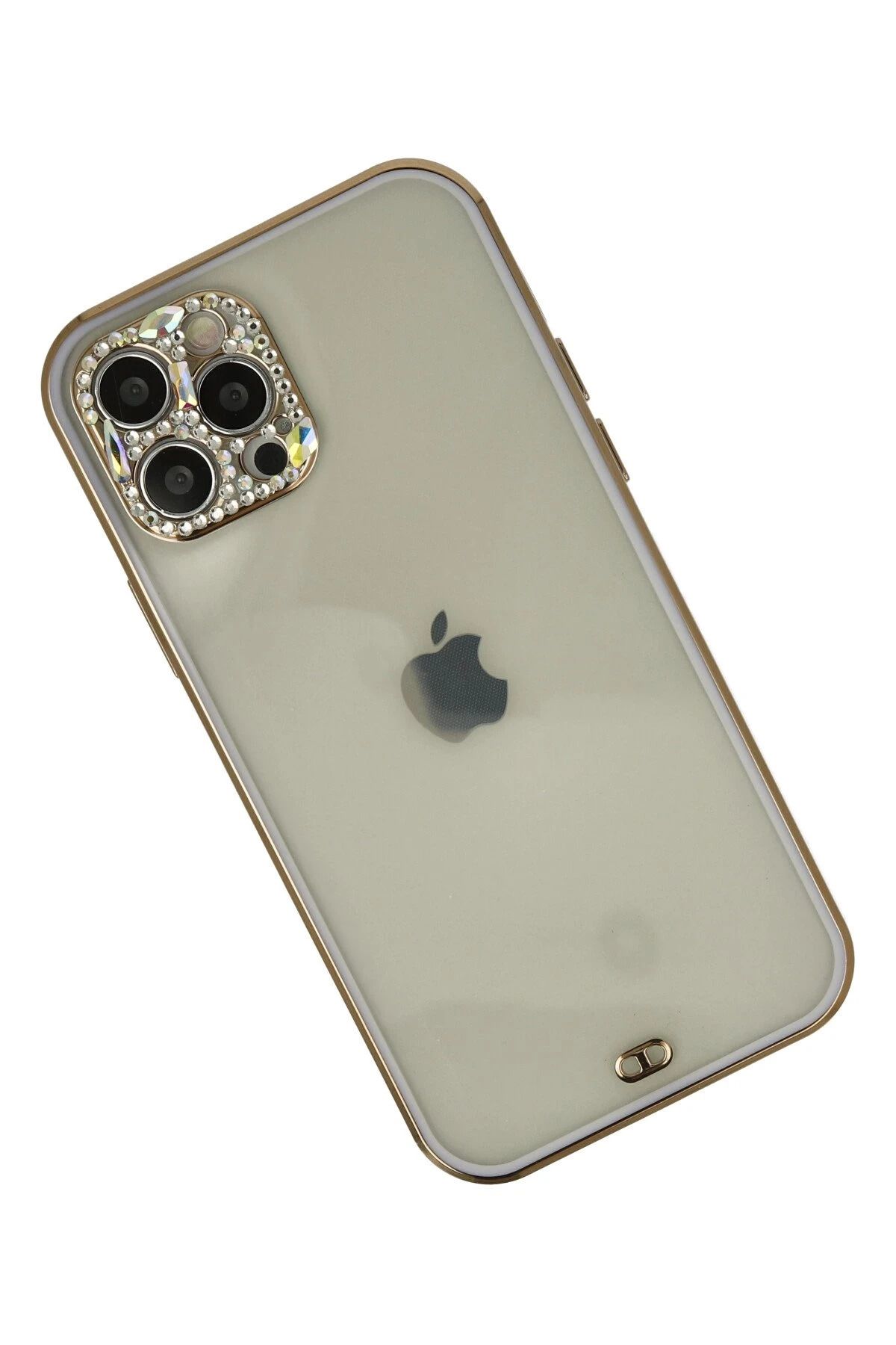NewFace iPhone 12 Pro Max uyumlu Kılıf Liva Taşlı Silikon - Mor SVLRS
