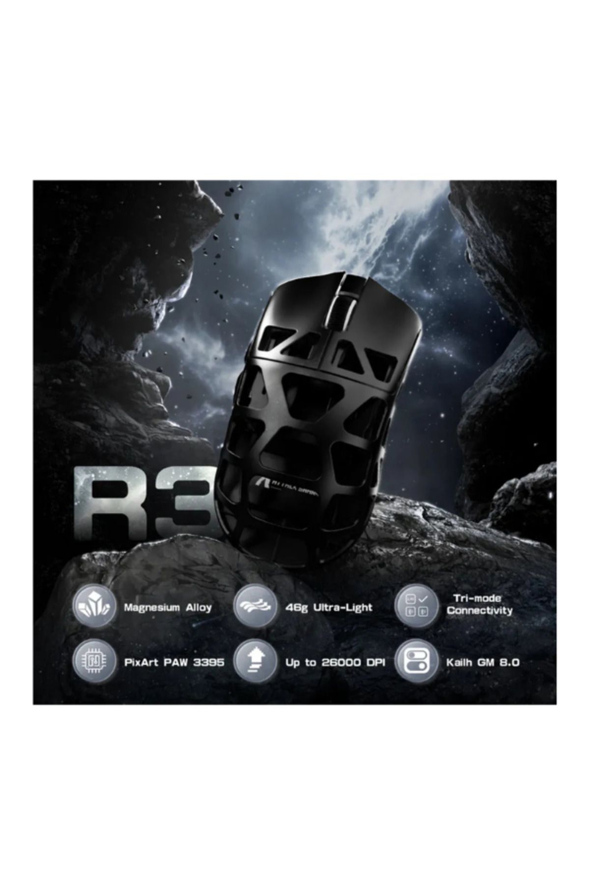 Attack Shark R3 Magnezyum Alaşımlı APP Uygulamalı 8Khz Ultra Hız Tepki 26.000DPI Gaming Oyuncu Mouse - 3