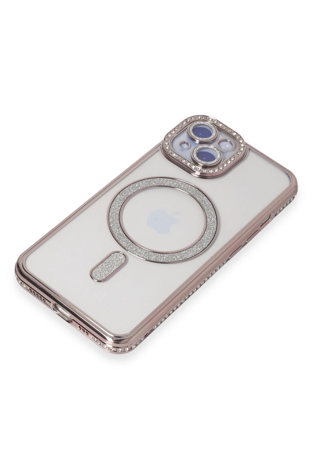 NewFace iPhone 15 Kılıf Joke Simli Magneticsafe Kılıf - Pembe GLSTD