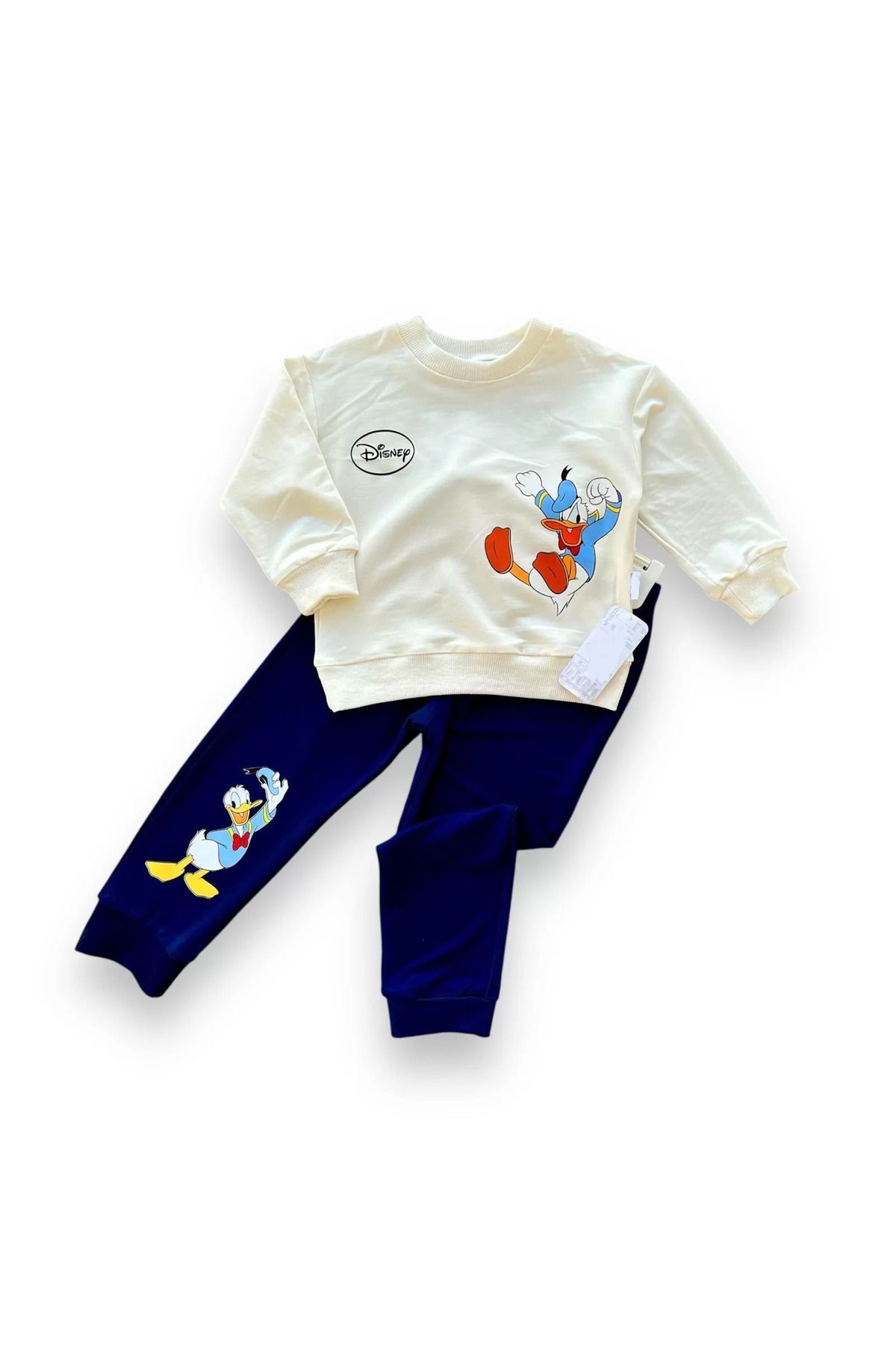 Shop58 6-9-12-18 Ay Ördek Baskılı Pamuk Penye Kumaş Erkek Bebek Takımı
