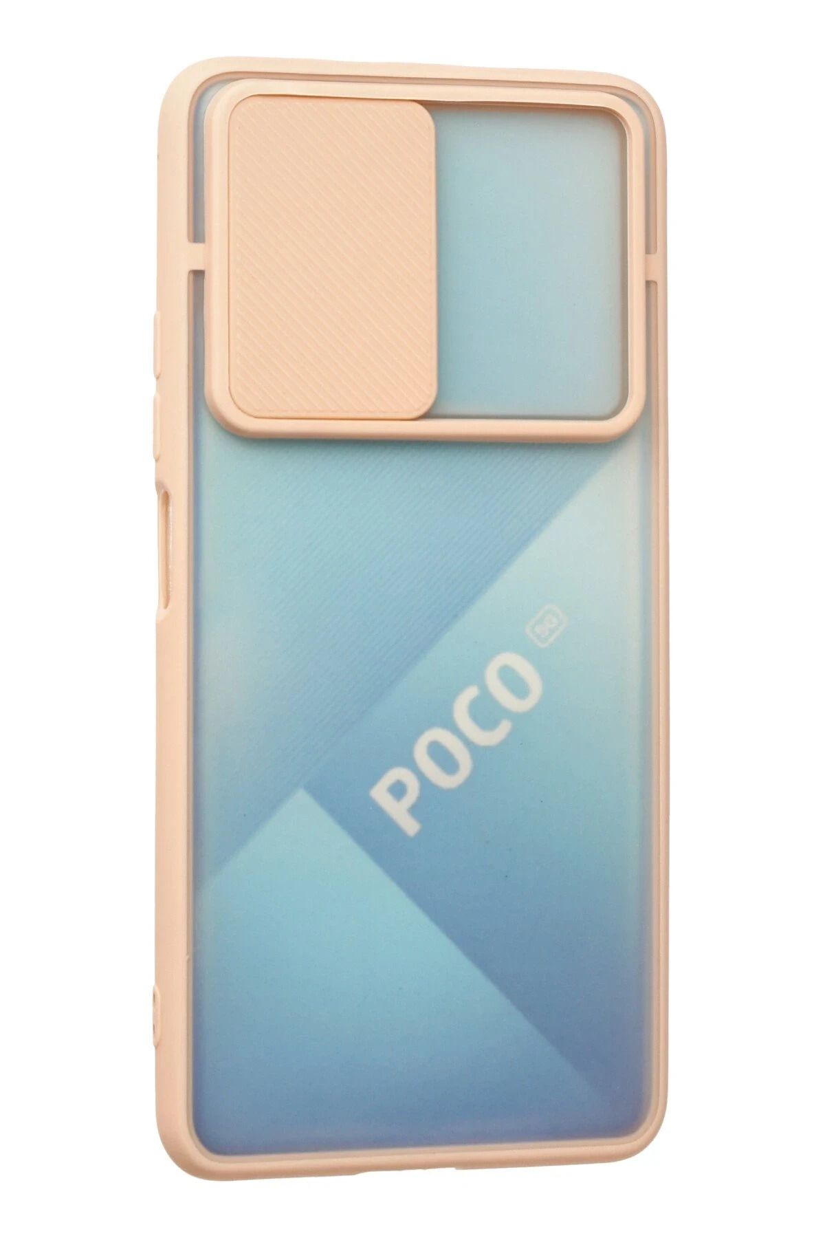 NewFace Xiaomi Poco F3 Kılıf Palm Buzlu Kamera Sürgülü Silikon - Pembe SVLRS