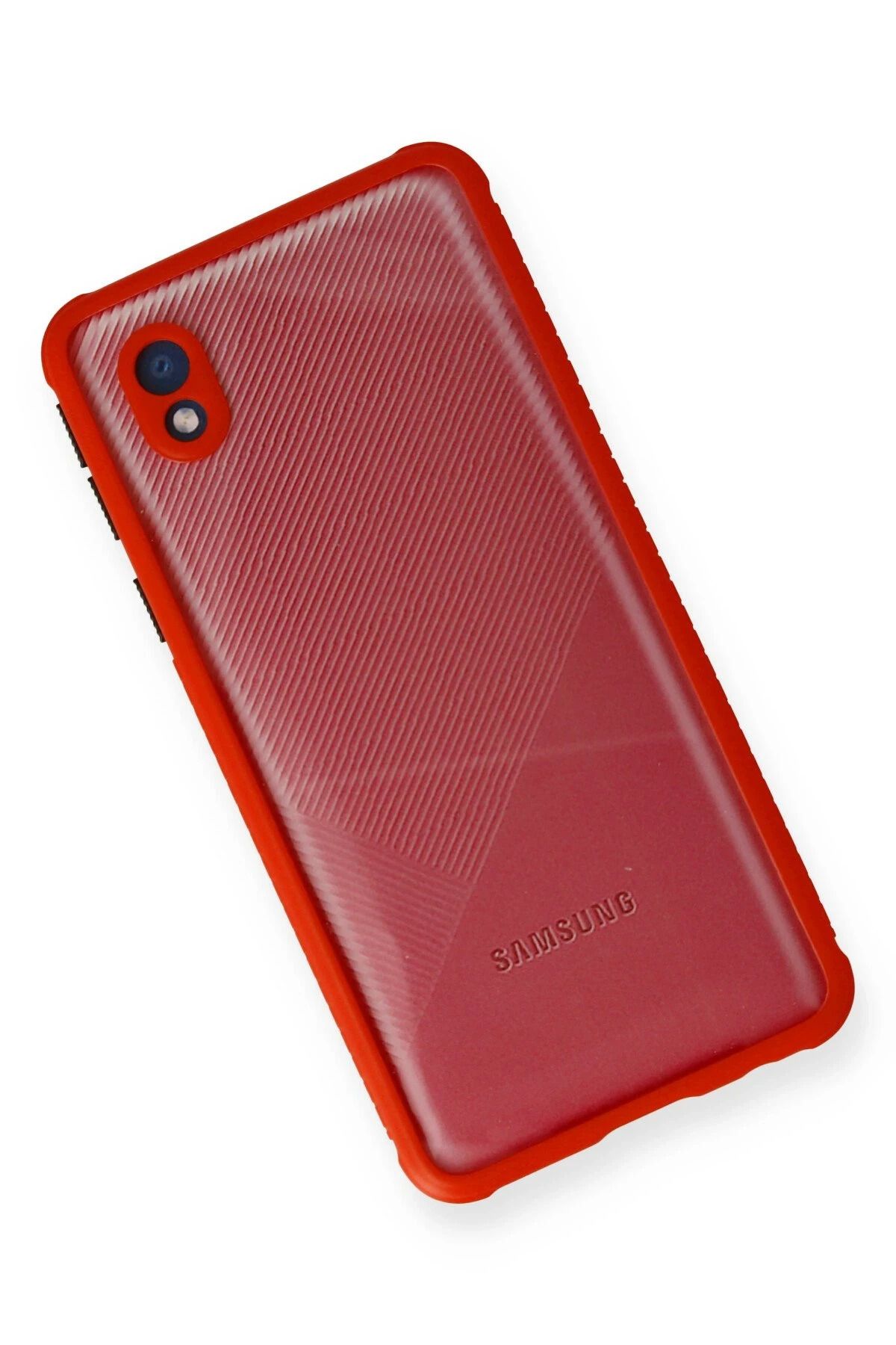 NewFace Samsung Galaxy A01 Core Kılıf Miami Şeffaf Silikon - Kırmızı NRMSA