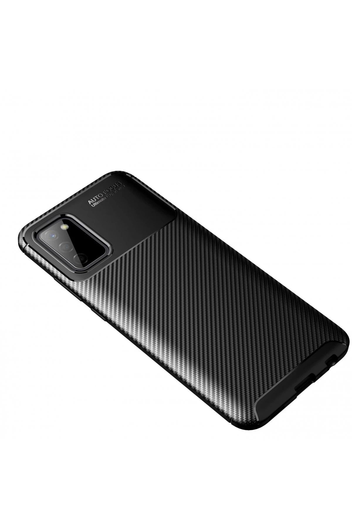 NewFace Samsung Galaxy A02S Kılıf Auto Focus Karbon Kapak - Siyah SVLRS
