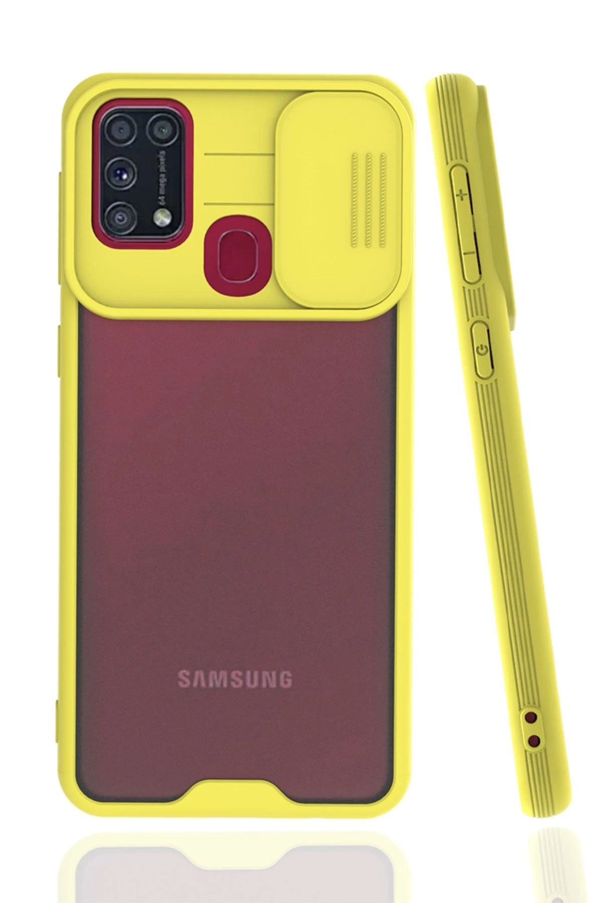 NewFace Samsung Galaxy M31 Kılıf Platin Kamera Koruma Silikon - Sarı SVLRS