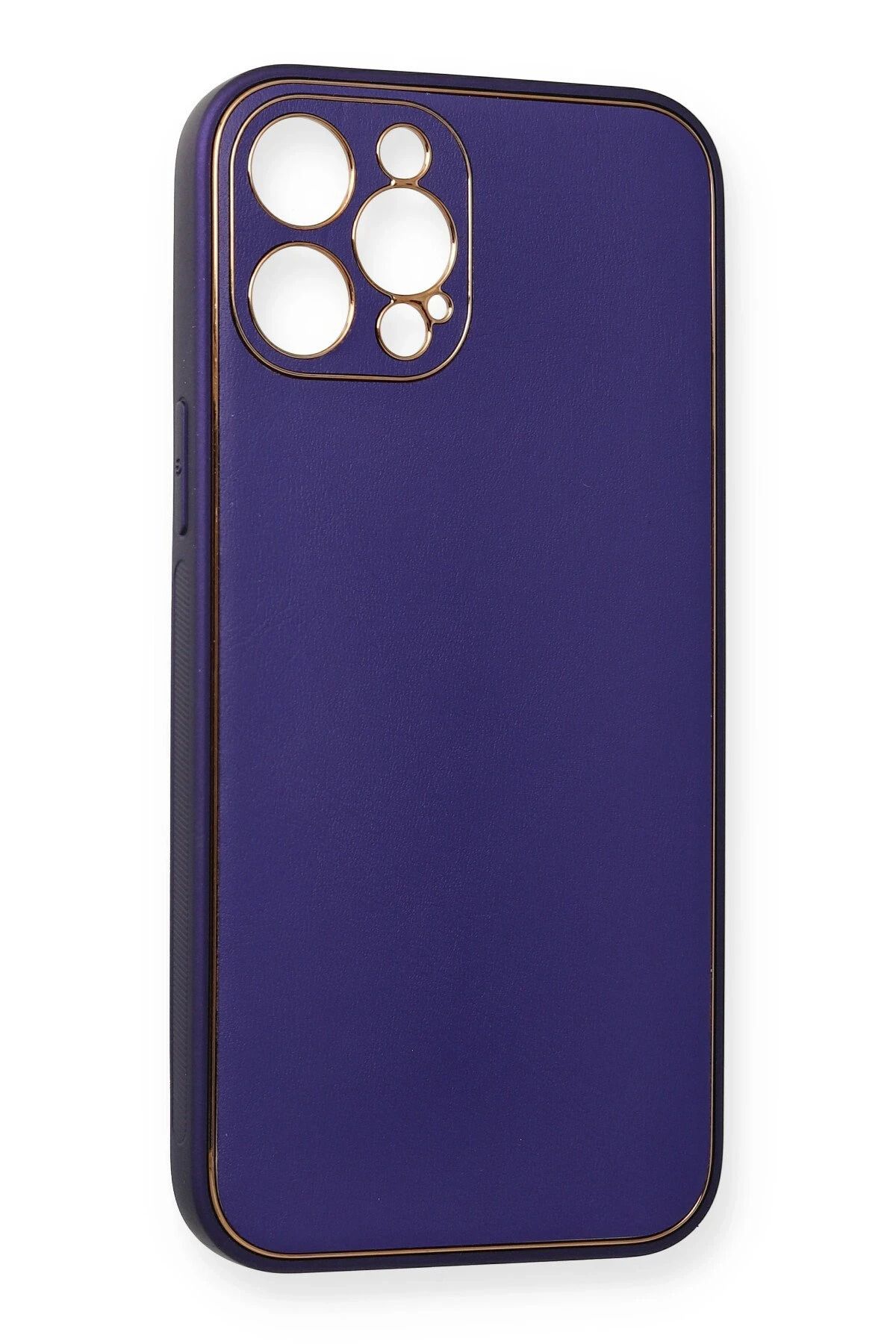 NewFace iPhone 12 Pro Max Kılıf Coco Deri Silikon Kapak - Mor SVLRS