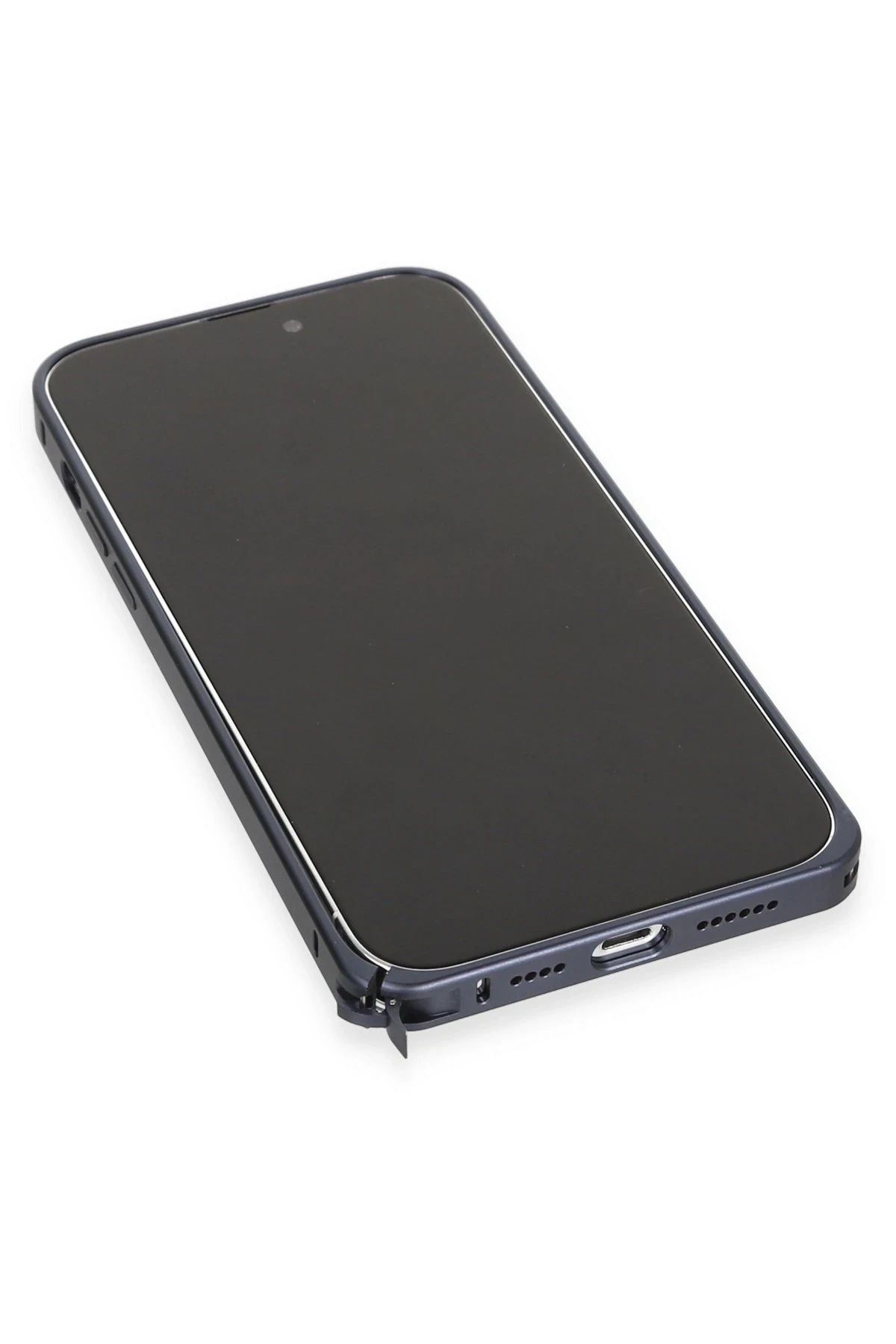 Joko iPhone 15 Pro Max Kılıf Metal Bumper Magneticsafe Kapak - Lacivert NRMSA