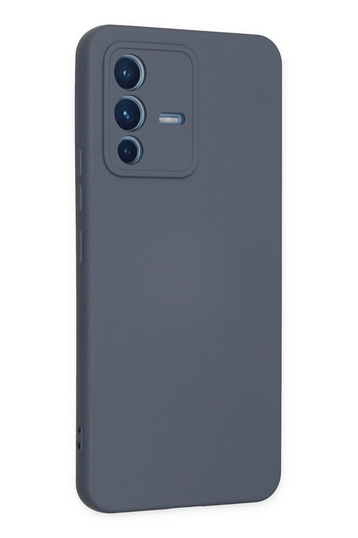 NewFace Vivo V23 5G Kılıf Nano içi Kadife Silikon - Gri uyumlu