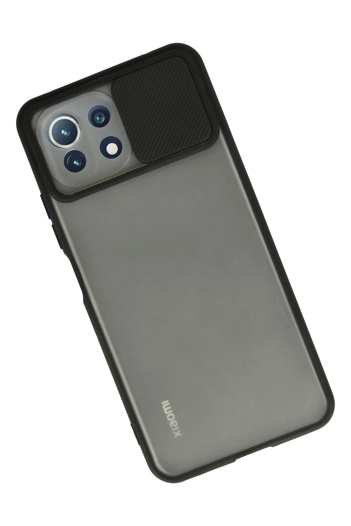 NewFace Xiaomi Mİ 11 Lite Kılıf Palm Buzlu Kamera Sürgülü Silikon - Siyah GLSTD