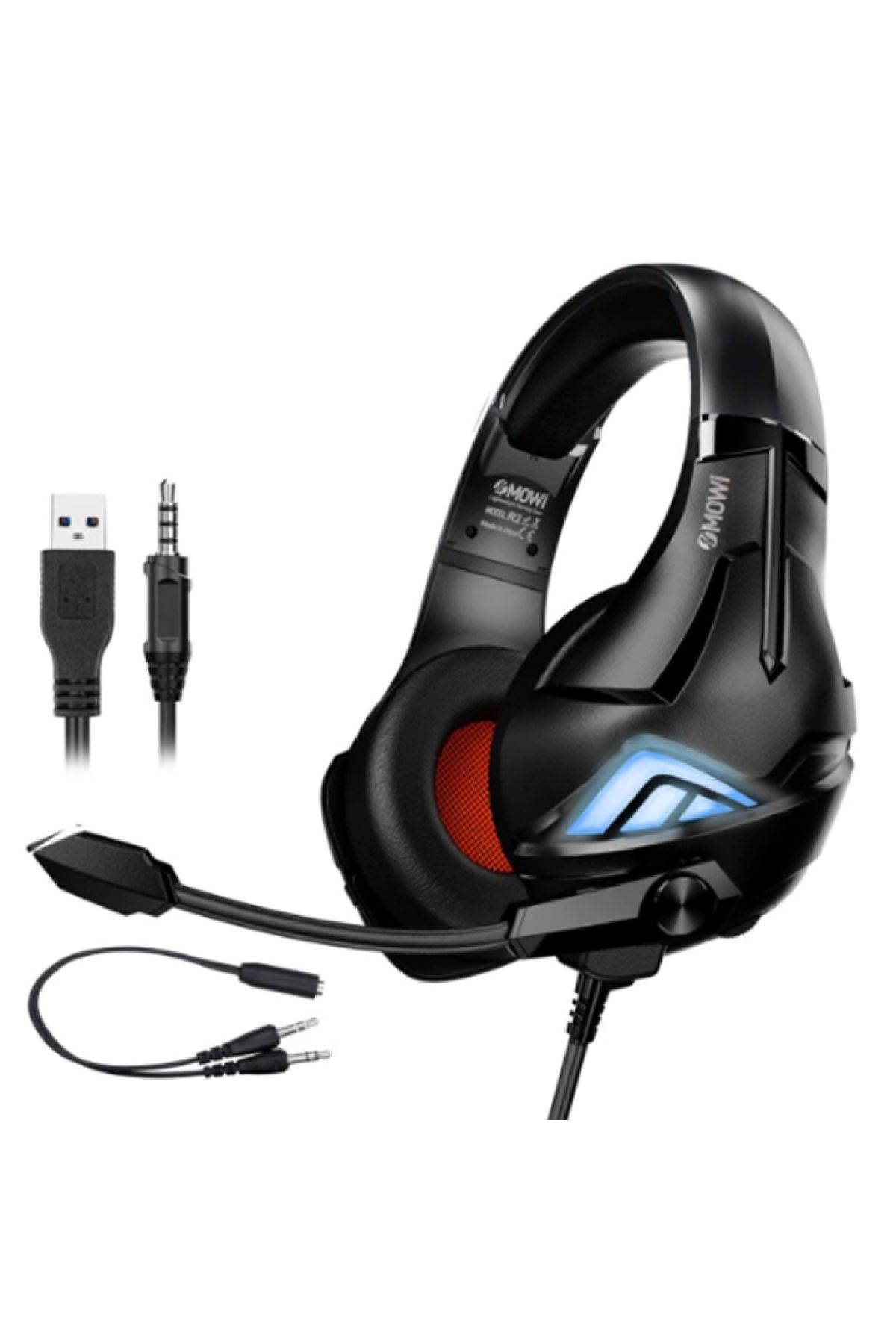 xmowi R2 Gaming Mikrofonlu RGB Oyuncu Kulaklılığı Gurultu Engelleyici Kulaklik (Siyah-Gri)