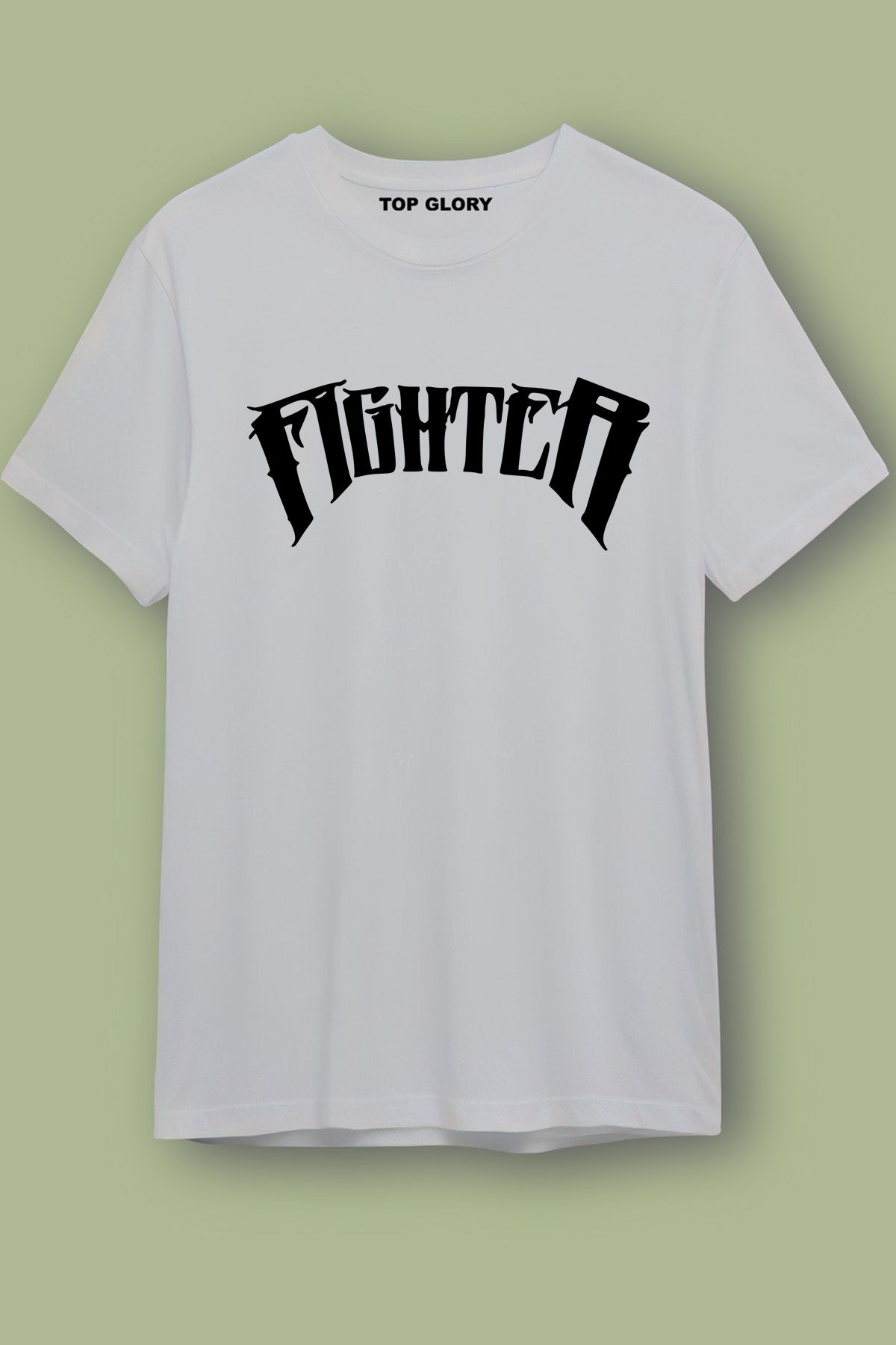 TOP GLORY Fighter Baskılı Spor T-Shirt Sporcu Tişörtü
