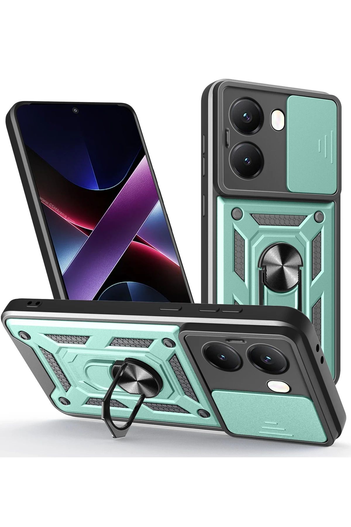 Coolacs Xiaomi Poco X7 Pro ile Uyumlu Kılıf Magnetik Standlı Kamera Korumalı Sürgülü Kapak