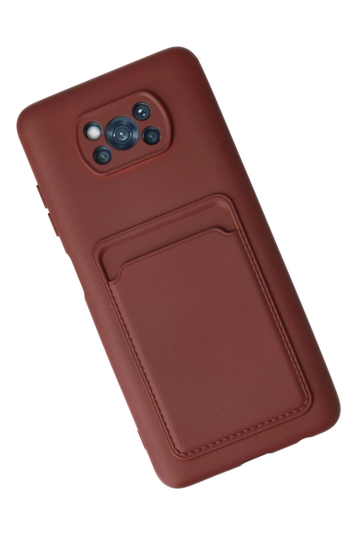 NewFace Xiaomi Pocophone X3 Kılıf Kelvin Kartvizitli Silikon - Bordo NRMSA