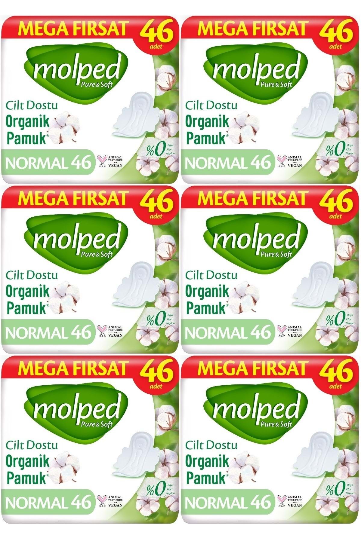 Molped Pure&Soft Hijyenik Ped Normal 276 (6PK*46) Adet Mega Pk