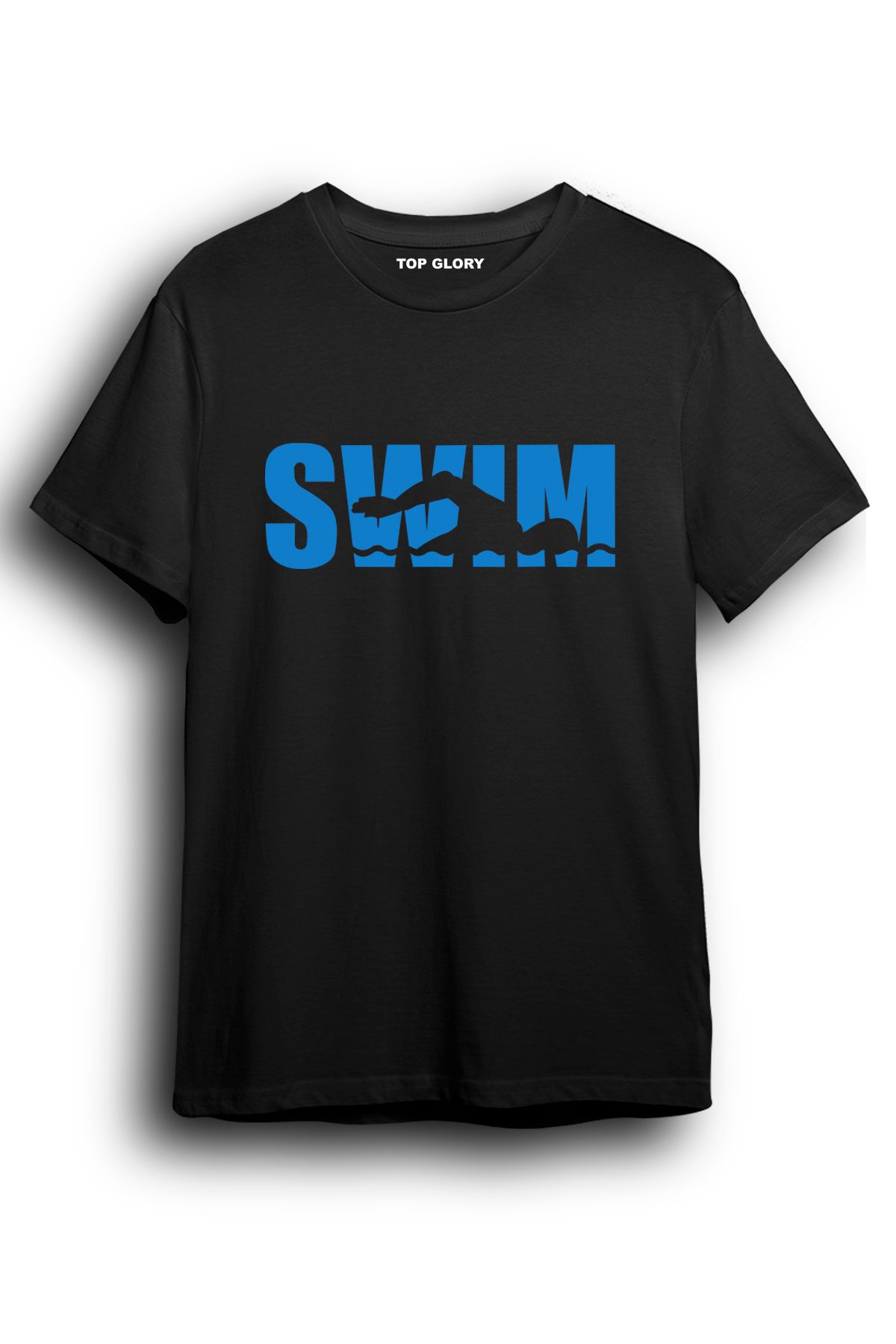 TOP GLORY Yüzme Baskılı Spor T-Shirt Sporcu Tişörtü
