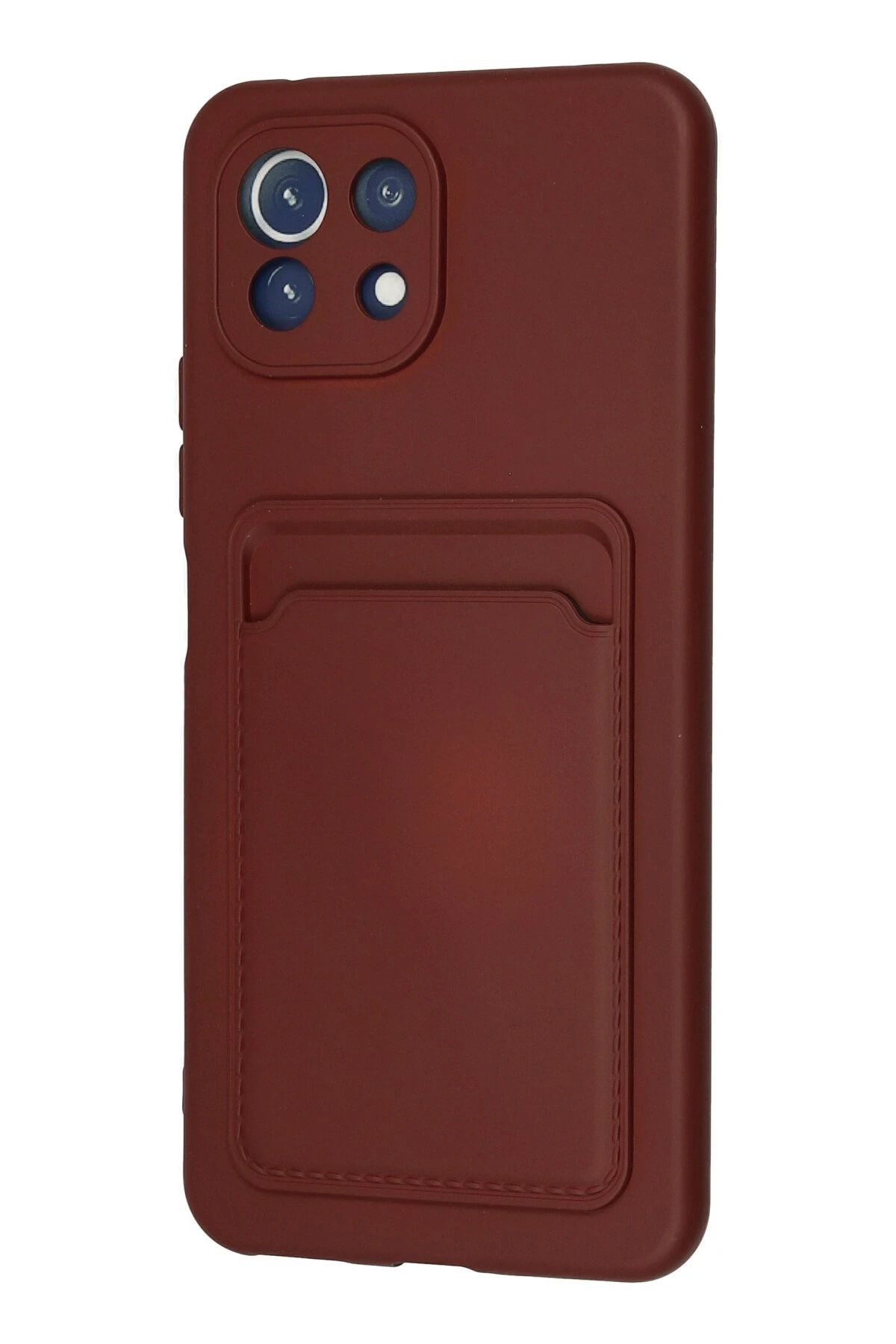 NewFace Xiaomi Mİ 11 Lite Kılıf Kelvin Kartvizitli Silikon - Bordo NRMSA