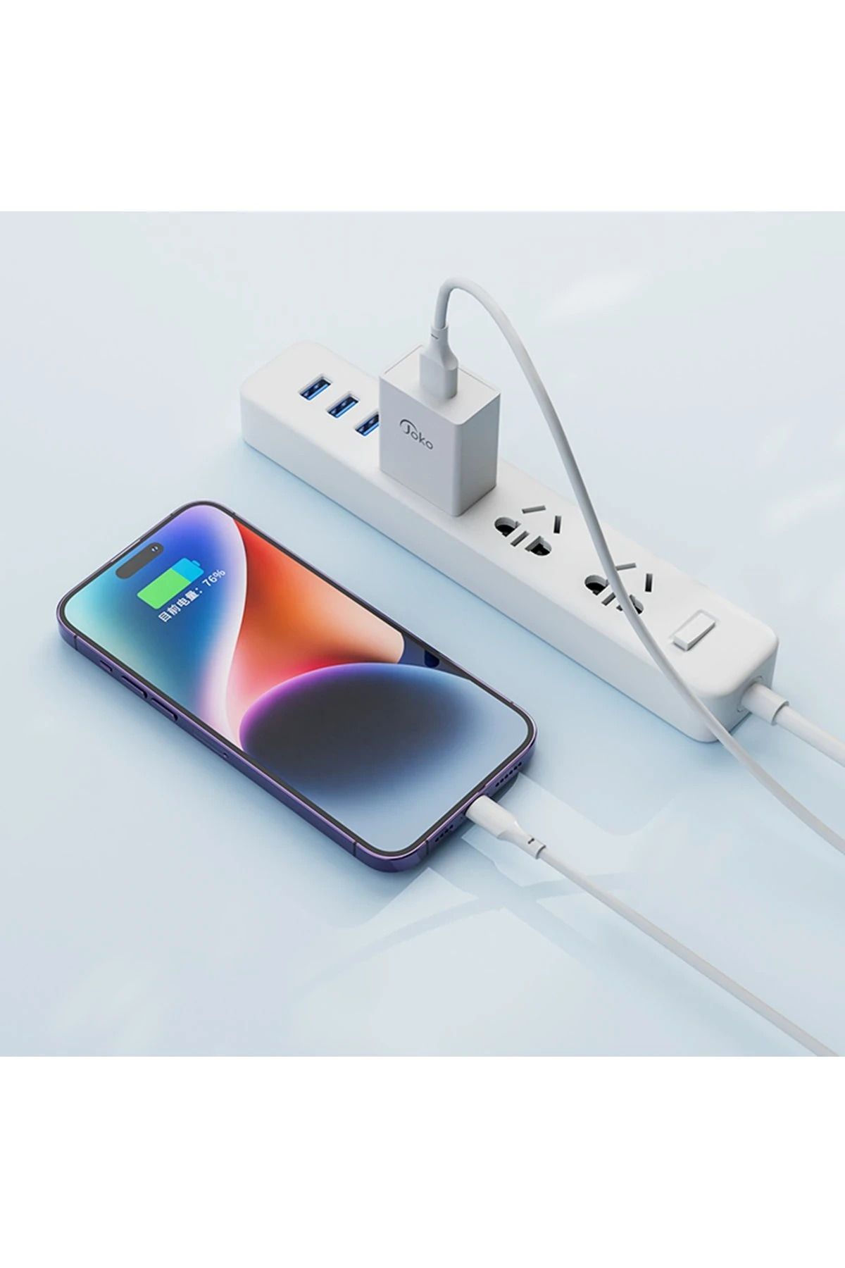 Konfulon C33 Hızlı Şarj Cihazı 3in1 (Dahili Lightning Kablo iphone Uyumlulu) GLSTD