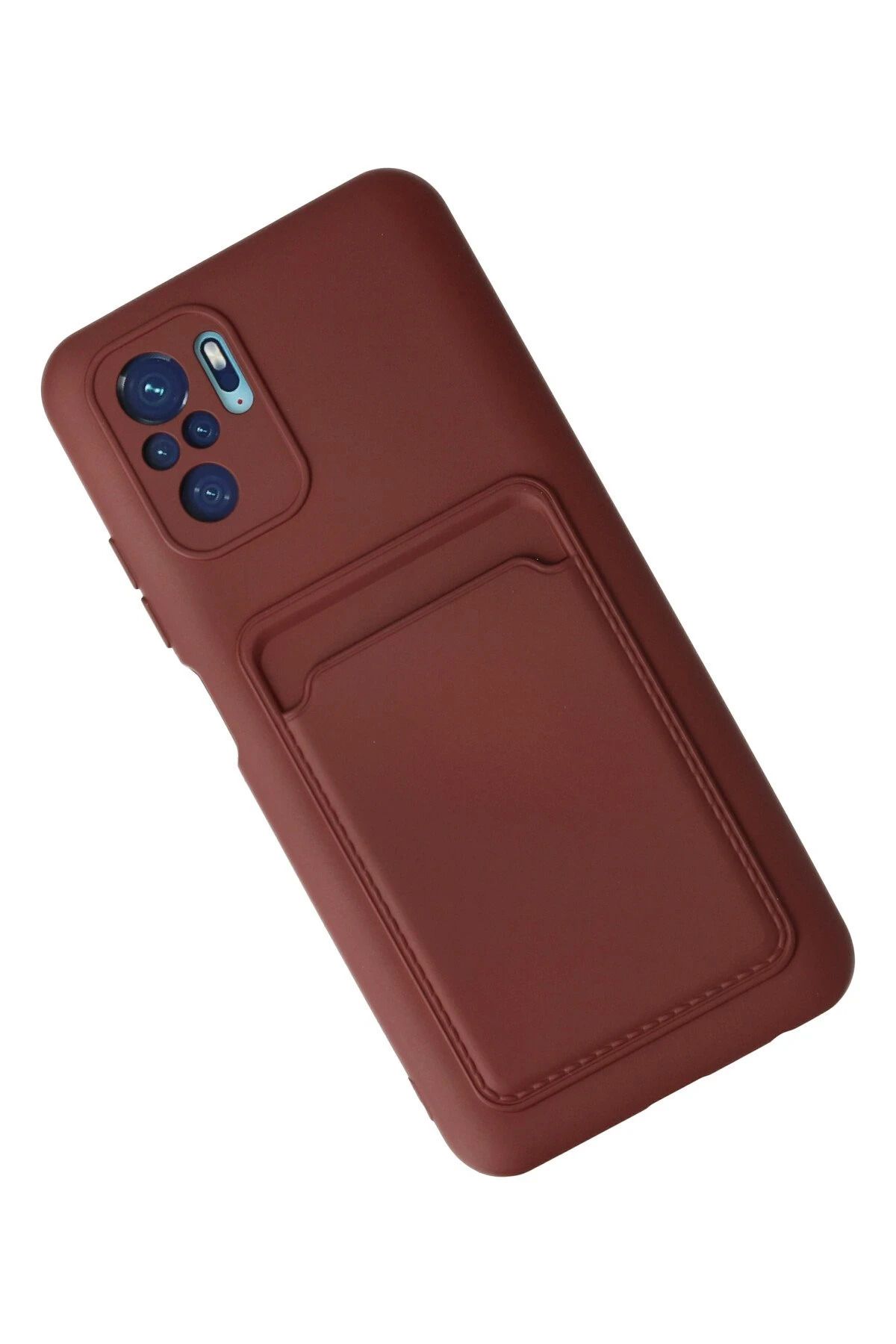 NewFace Xiaomi Redmi Note 10S Kılıf Kelvin Kartvizitli Silikon - Bordo NRMSA
