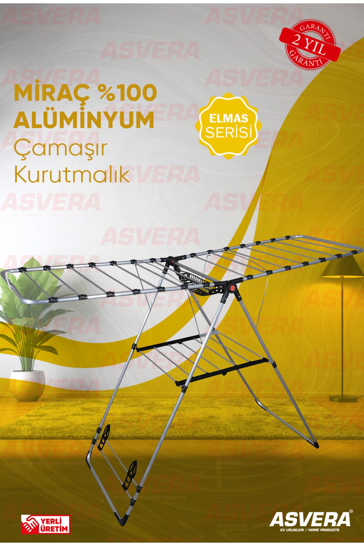 ASVERA Elmas Serisi - Miraç %100 Alüminyum Çamaşır Kurutmalık - Full-alüminyum Çamaşır Kurutma Askısı