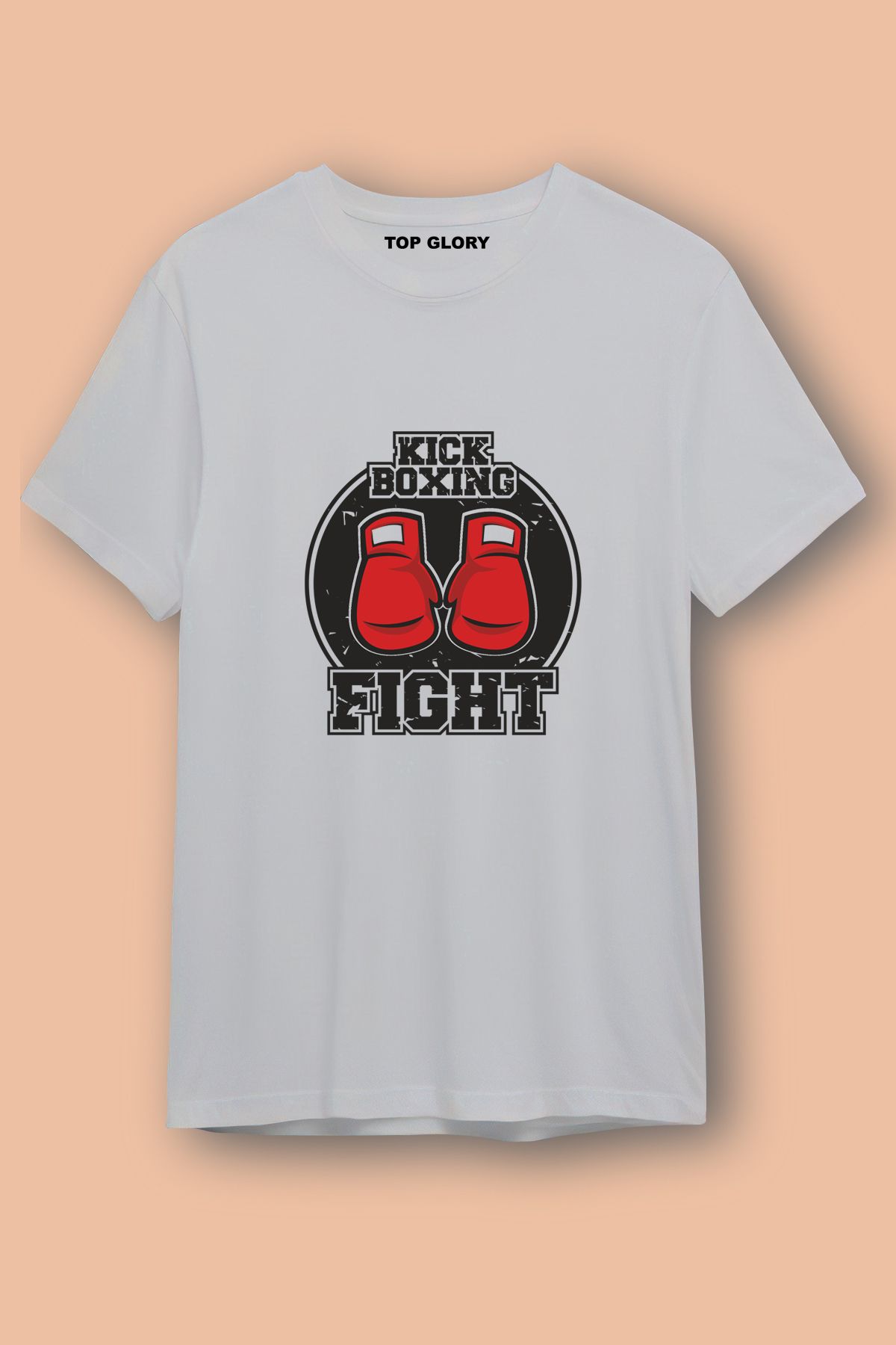 TOP GLORY Kick Boks Fight Baskılı Spor T-Shirt Sporcu Tişörtü