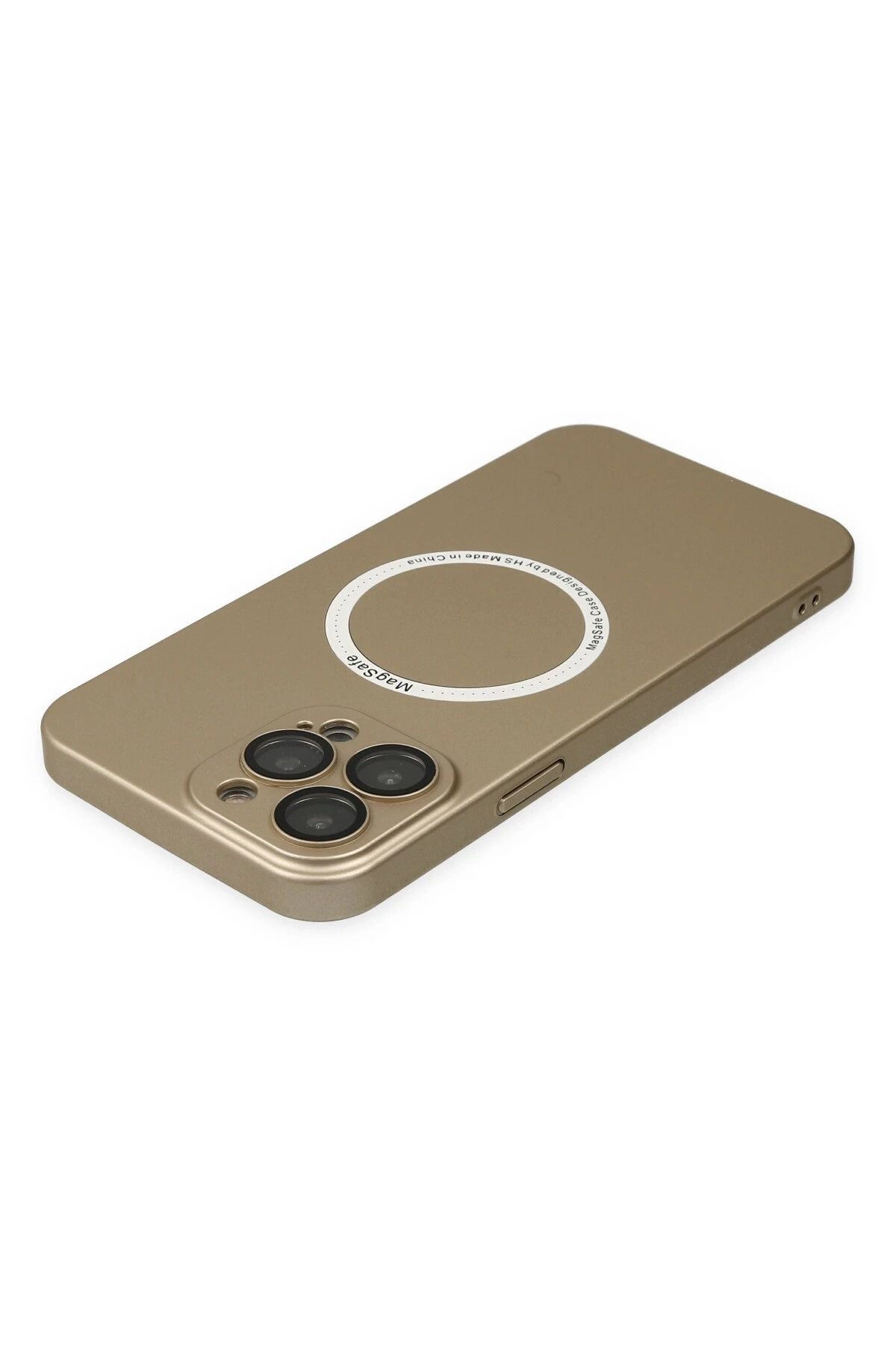 NewFace iPhone 13 Pro Max Kılıf Jack Magneticsafe Lens Silikon - Gold GLSTD
