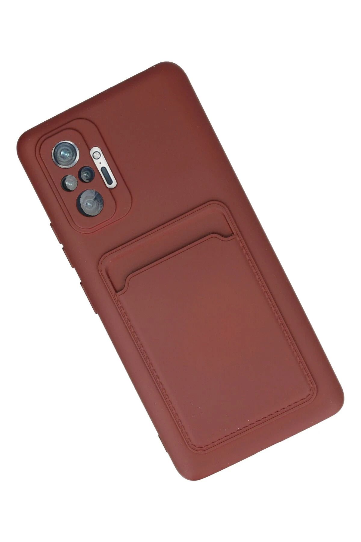 NewFace Xiaomi Redmi Note 10 Pro Kılıf Kelvin Kartvizitli Silikon - Bordo NRMSA