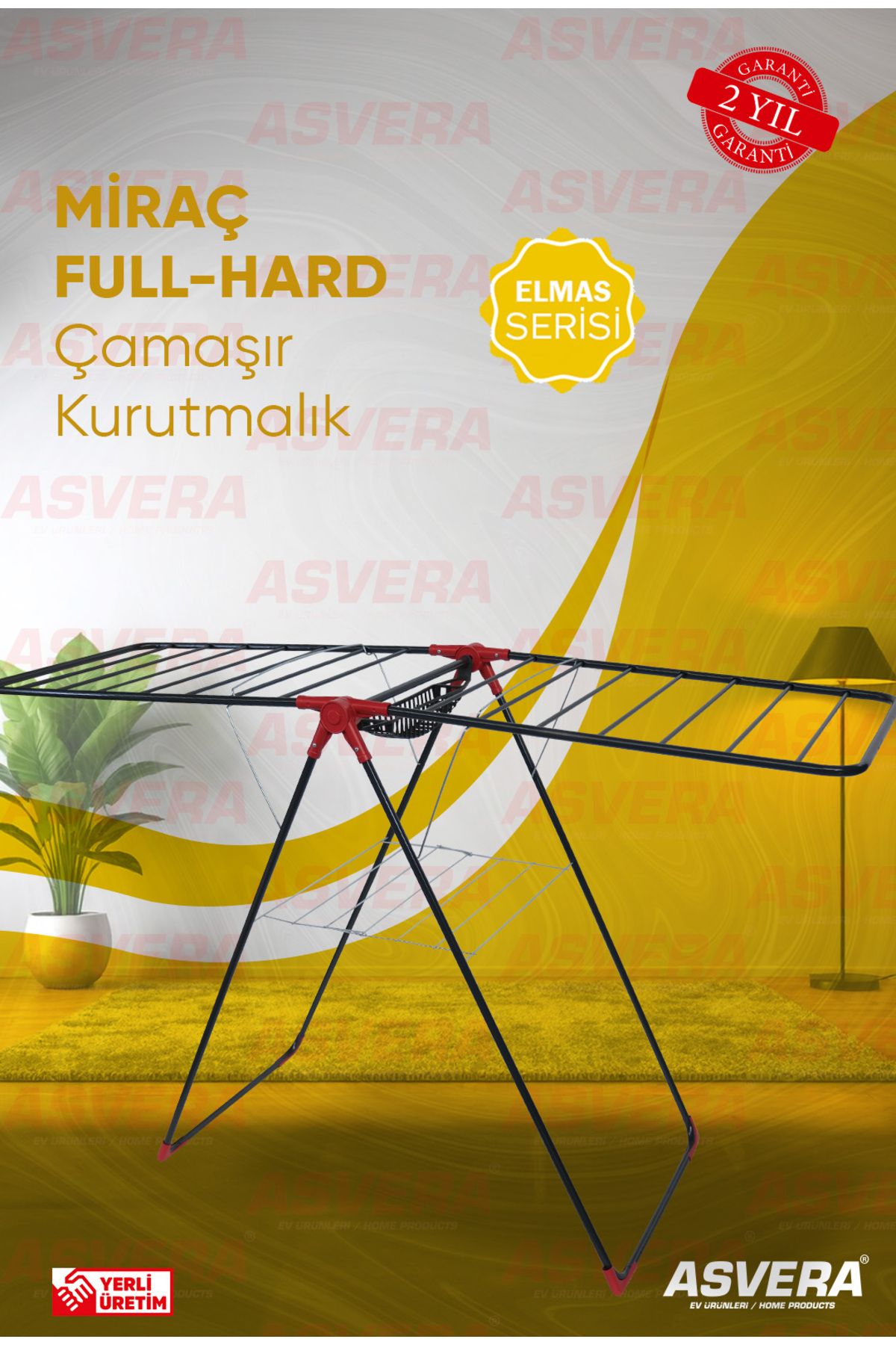 ASVERA Elmas Serisi - Miraç Full-hard Borulu Çamaşır Kurutmalık - Dayanıklı Çamaşır Kurutma Askısı