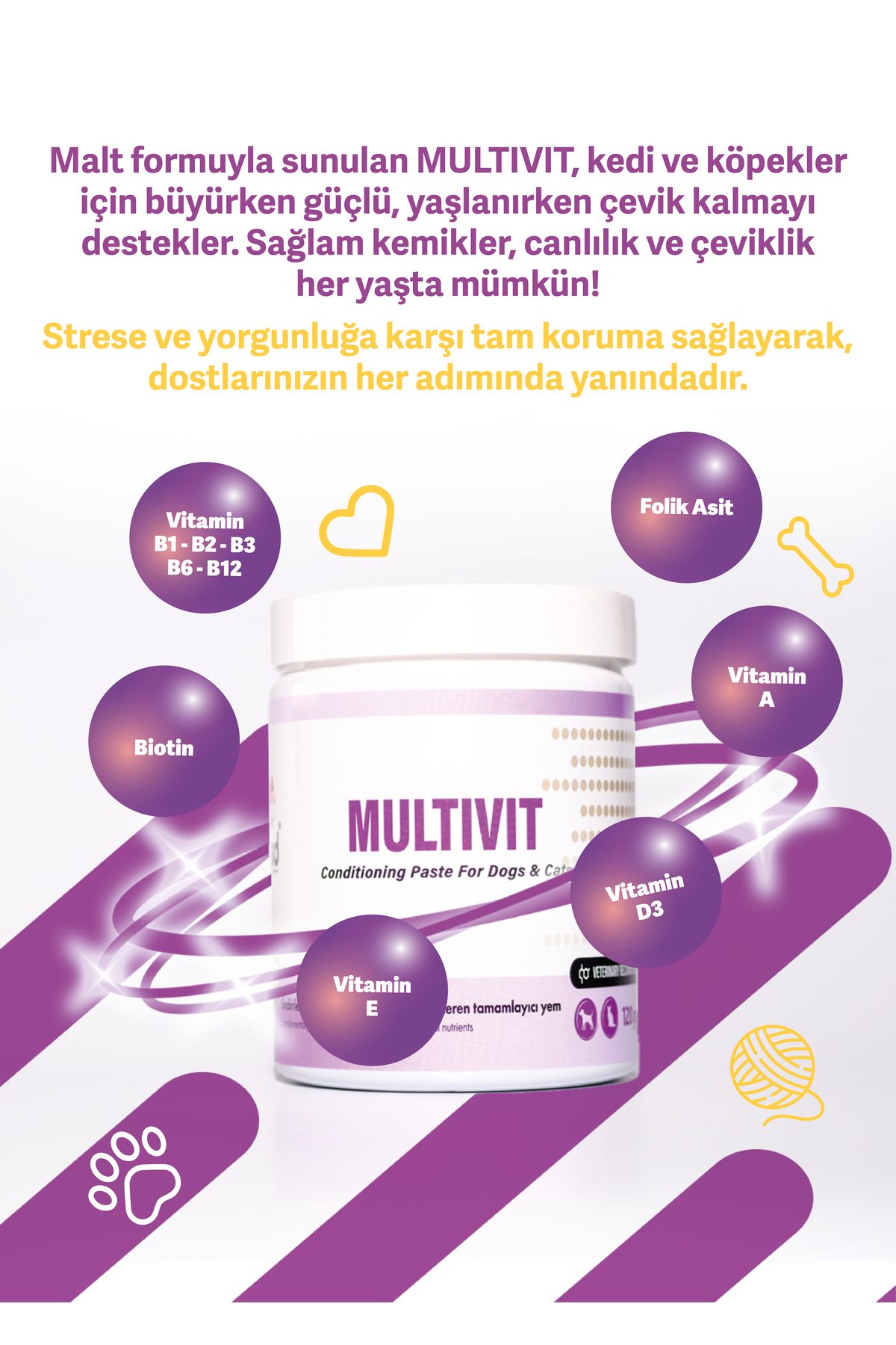 vsd Multıvıt 120g Chew Tablet Kediler Için Vitamin, Kemik Gelişimi Desteği