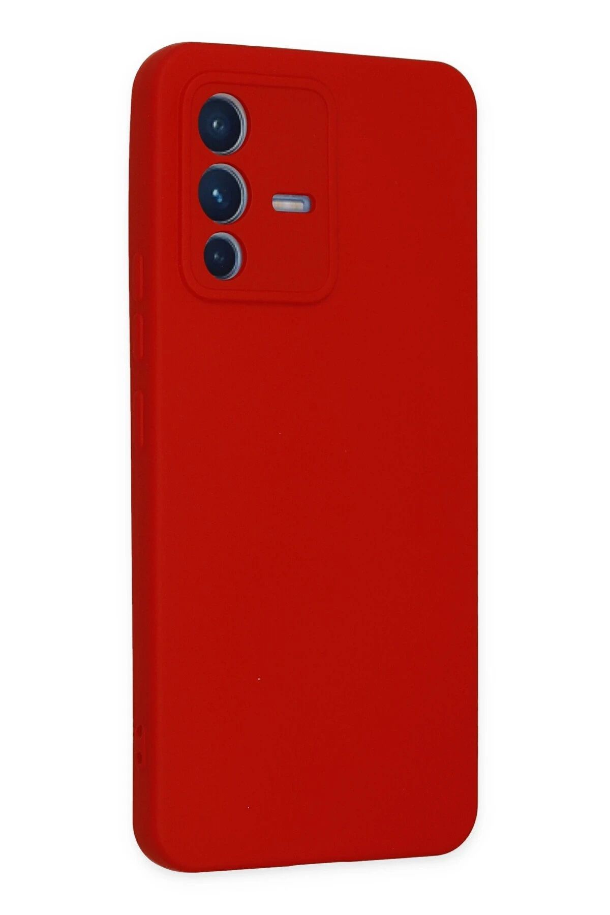 NewFace Vivo V23 5G uyumlu  Kılıf Nano içi Kadife Silikon - Kırmızı SVLRS