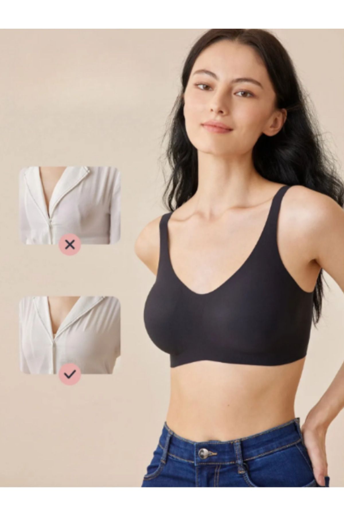 FİTFORMGİYİM Lazer Kesim Dikişsiz Pedli Yumuşak İz Yapmaz Balensiz Invisible Görünmez Push Up Toparlayıcı Sütyen