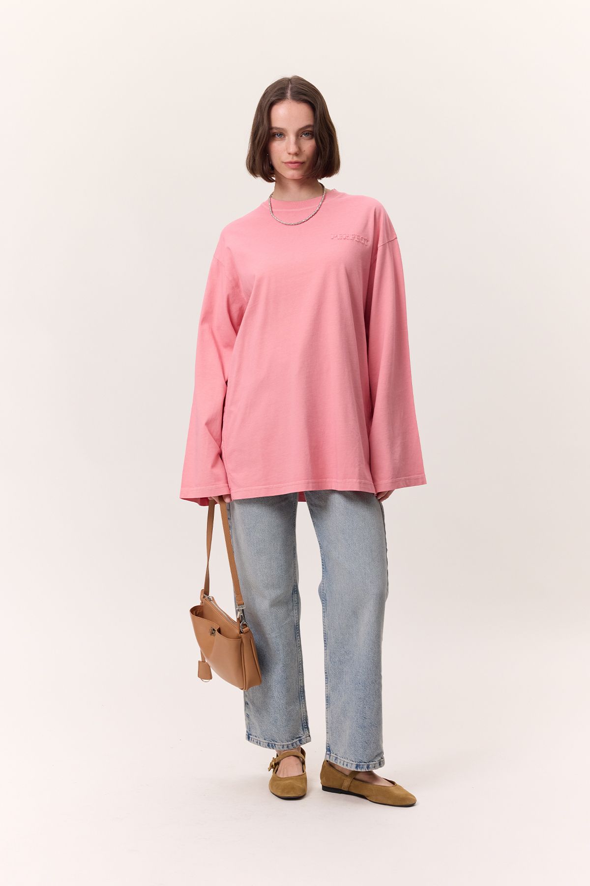 Manuka YIKAMA EFEKTLİ UZUN KOLLU TSHIRT PEMBE