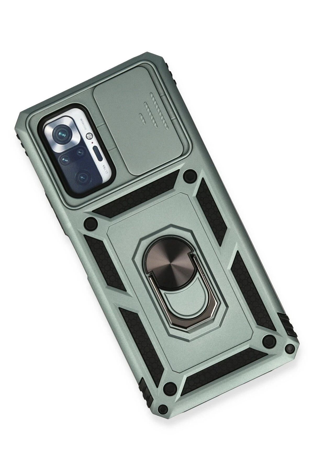 NewFace Xiaomi Redmi Note 10 Pro Kılıf Pars Lens Yüzüklü Silikon - Yeşil NRMSA