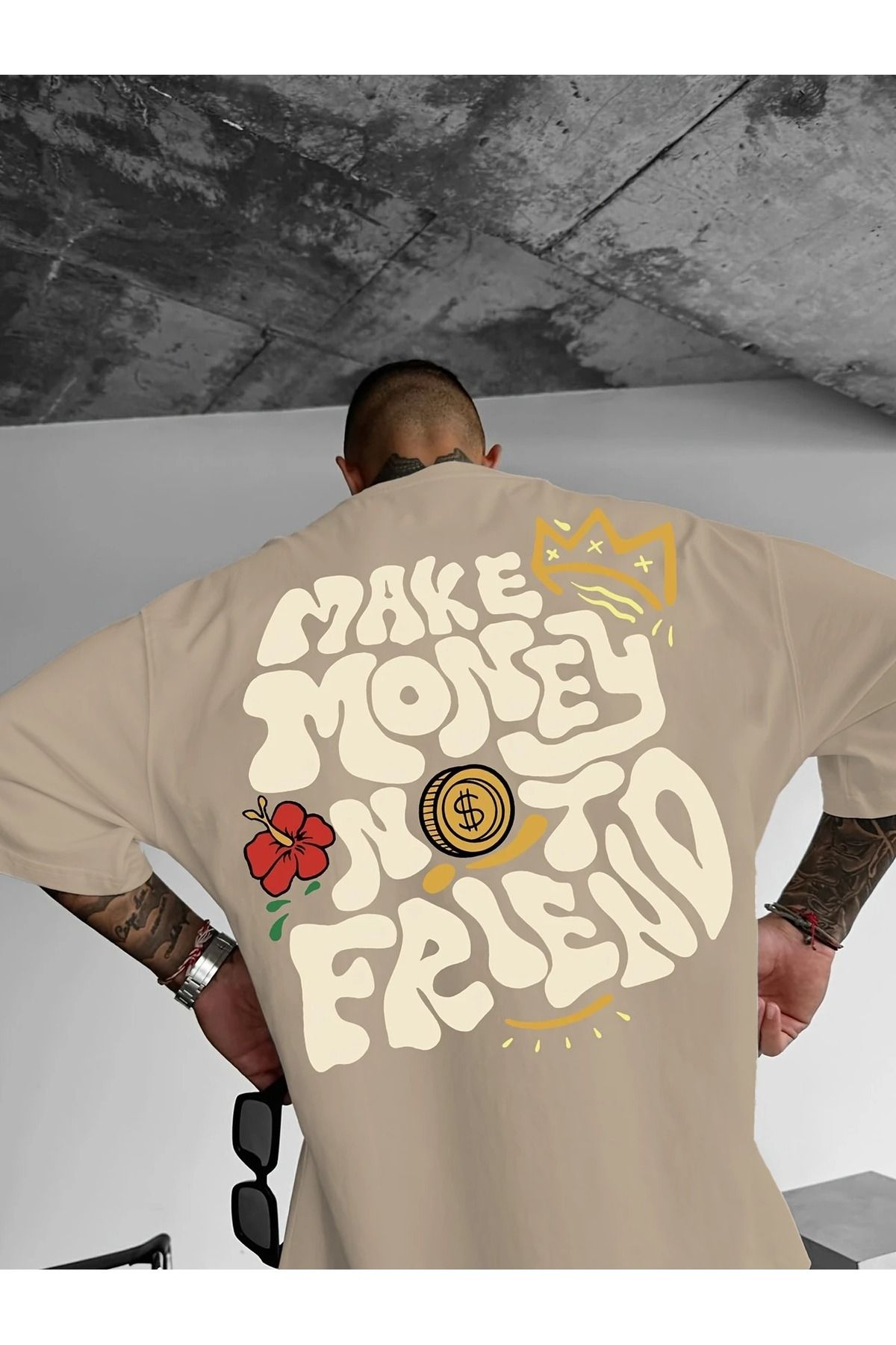 LAND MODA Erkek Casual Harf Baskılı Tişört, Polyester, Esnek Kumaş, Yuvarlak Yaka, Yaz Tarzı, Yetişkin