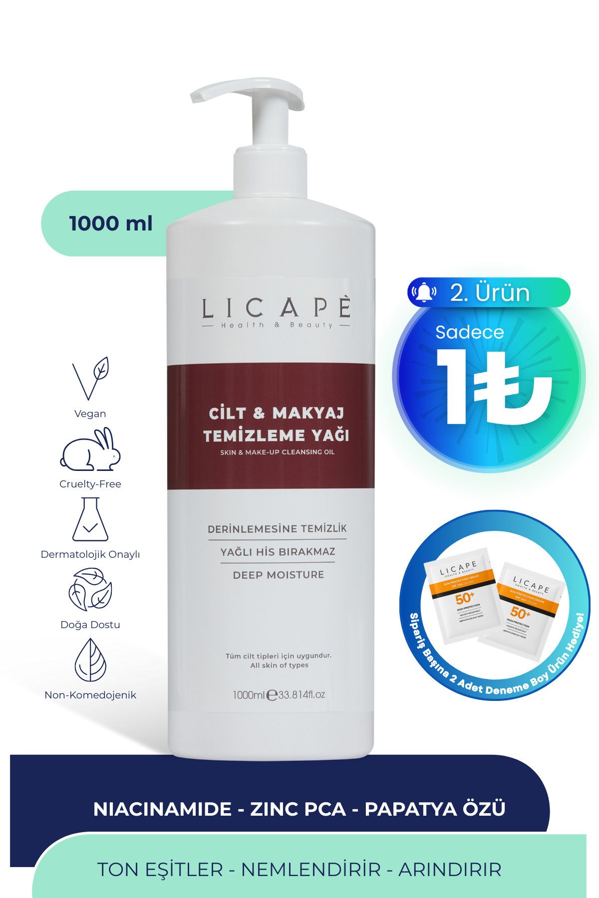Licape İki Aşamalı Cilt Ve Makyaj Temizleme Yağı 1000ml