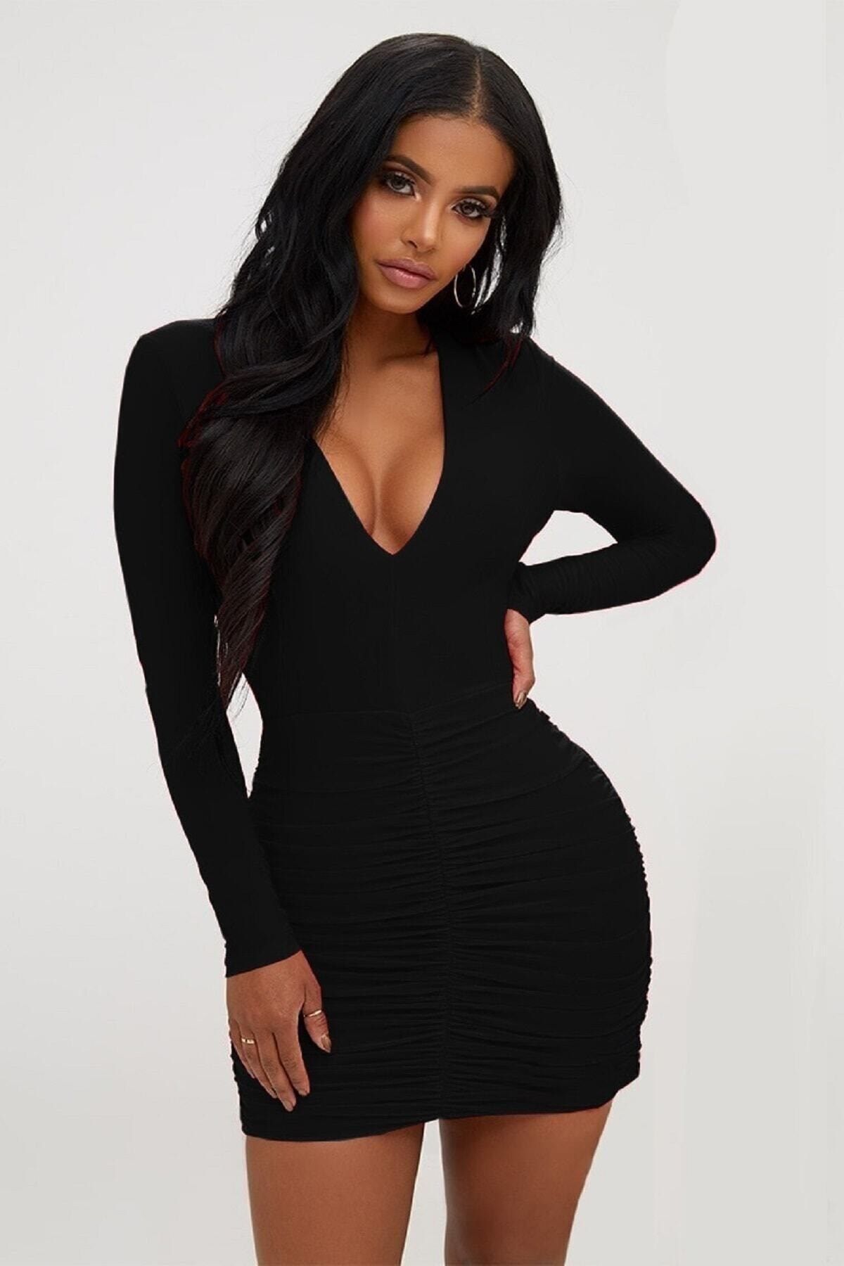 Shop58 Büzgülü Mini Elbise
