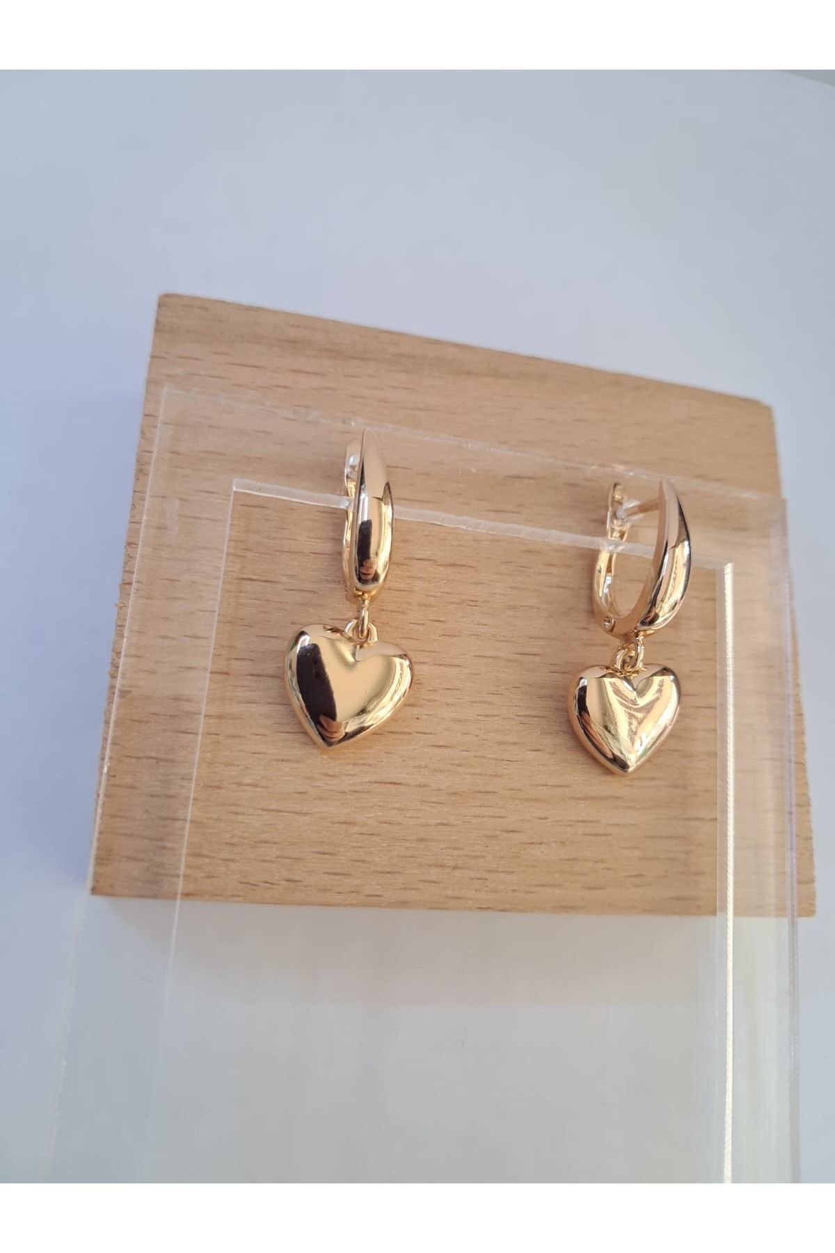 Çelik Kalpli rose gold çelik küpe