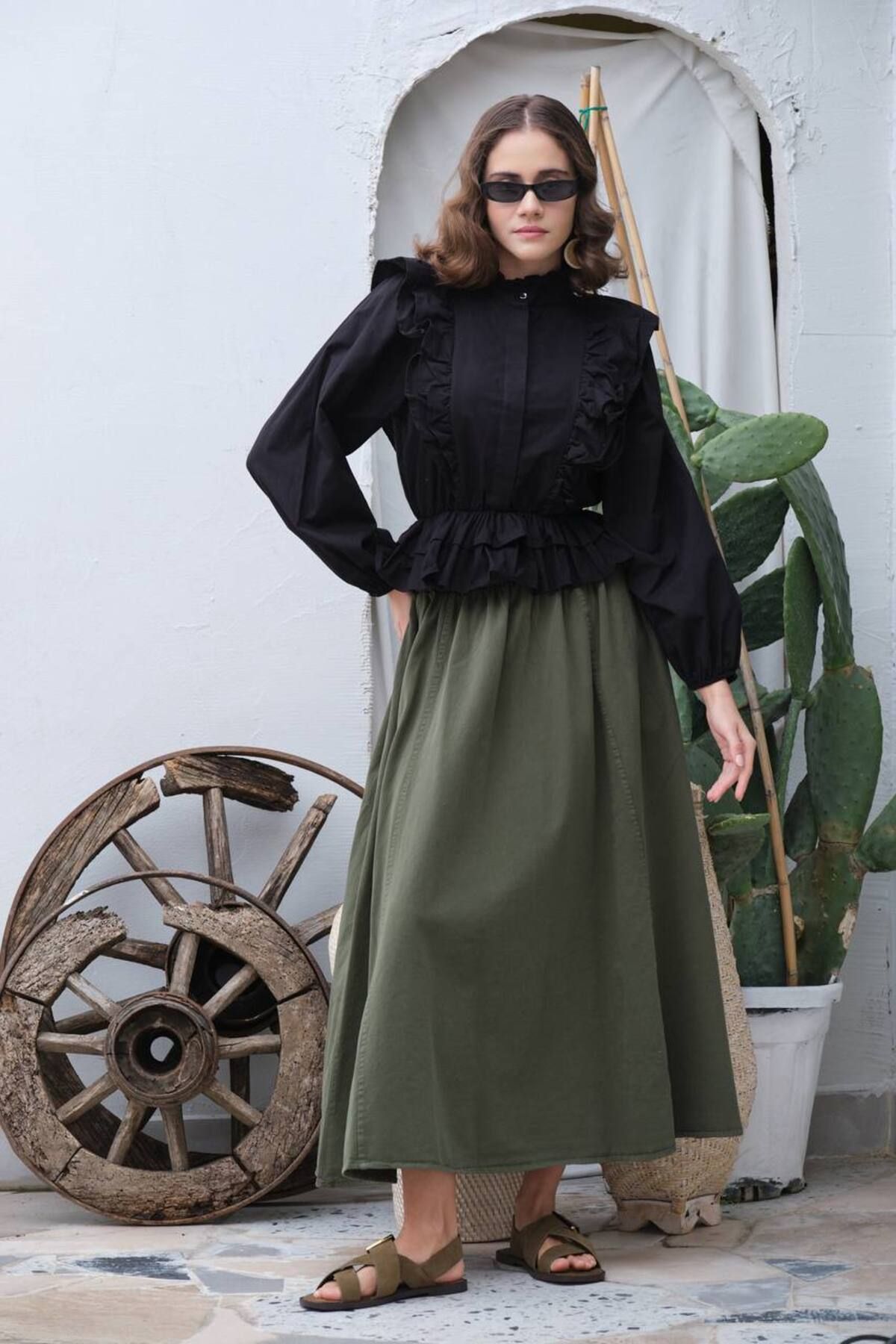 DENİKK kadın gabardin kumaş trend uzun etek 252-3010