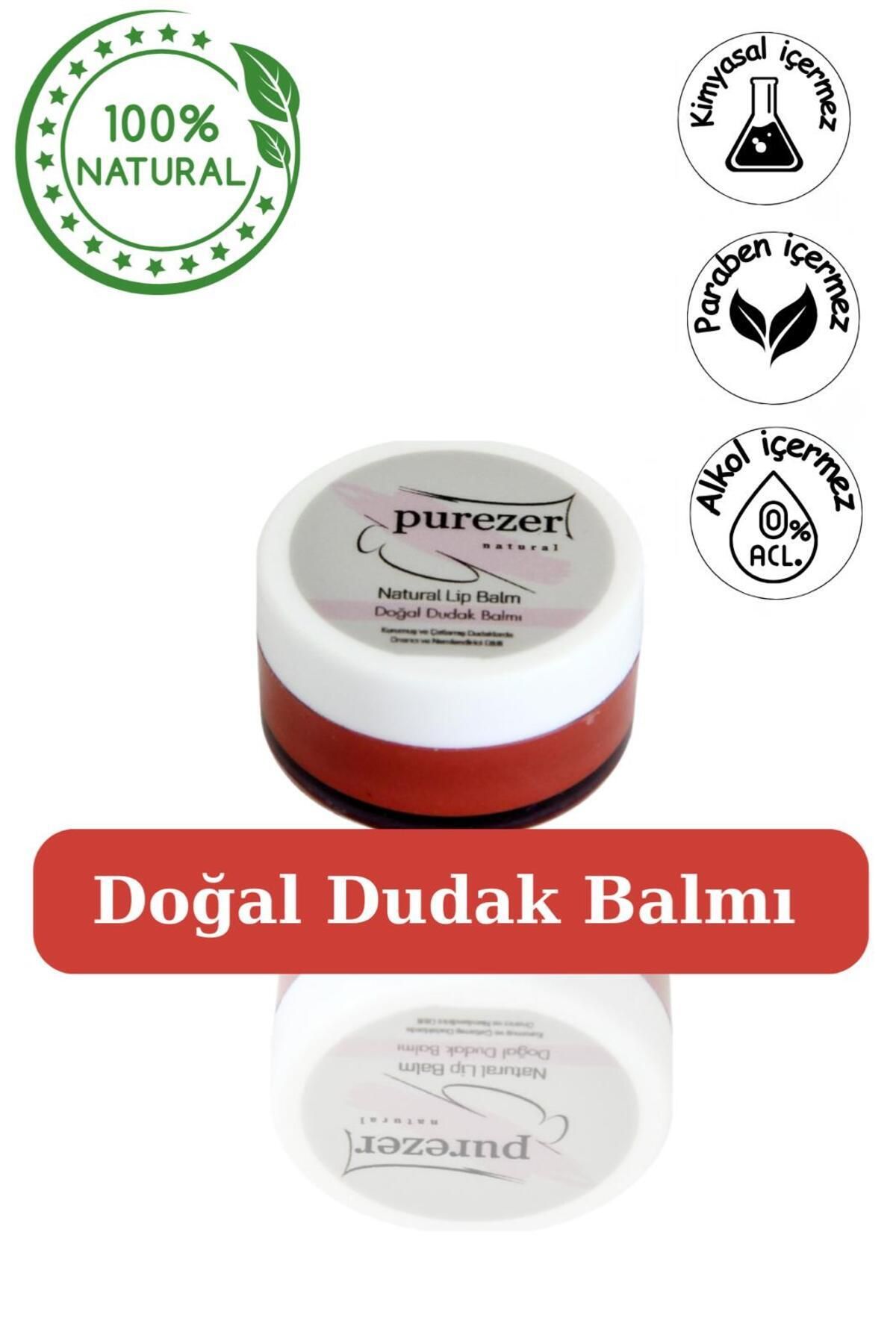 PUREZER NATURAL Doğal Dudak Balmı 10 ml - Bitkisel Içerikli Lip Balm - Nemlendirici ve Yumuşatıcı Bakım