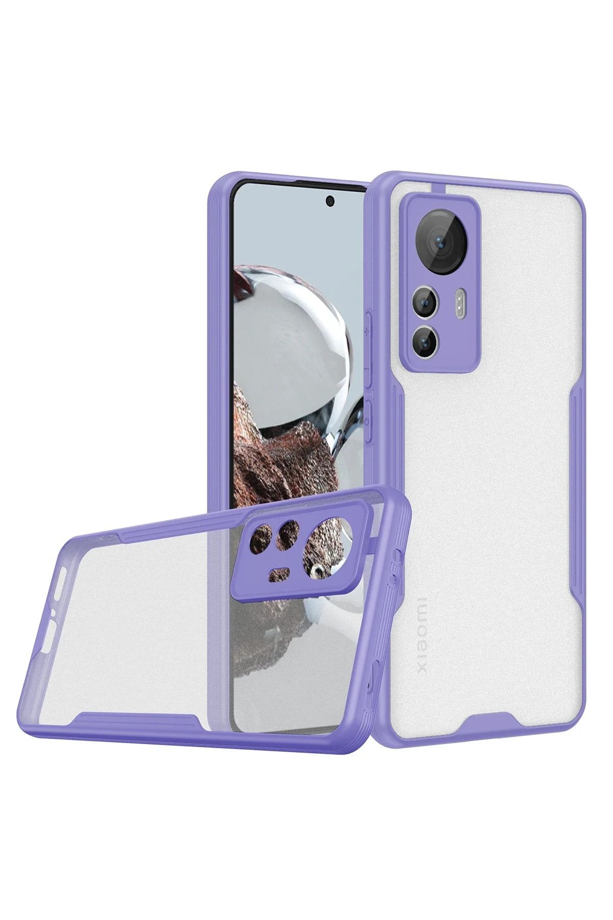 NewFace Xiaomi Mi 12T Kılıf Platin Silikon - Lila GLSTD